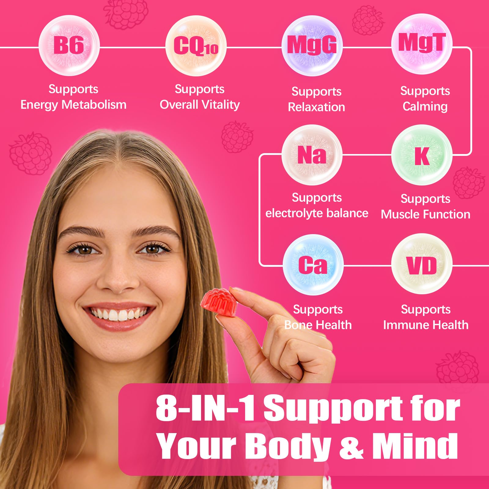 CNFHDI Magnesium Glycinate Gummies 600mg, 120 Counts Chews Sugar Free Magnesium Gummies for Adults & Kids with Calcium, Zinc & CQ10, Potassium Supplements for Zzz, Brain, Muscle & Relax CNFHDIAu supplements