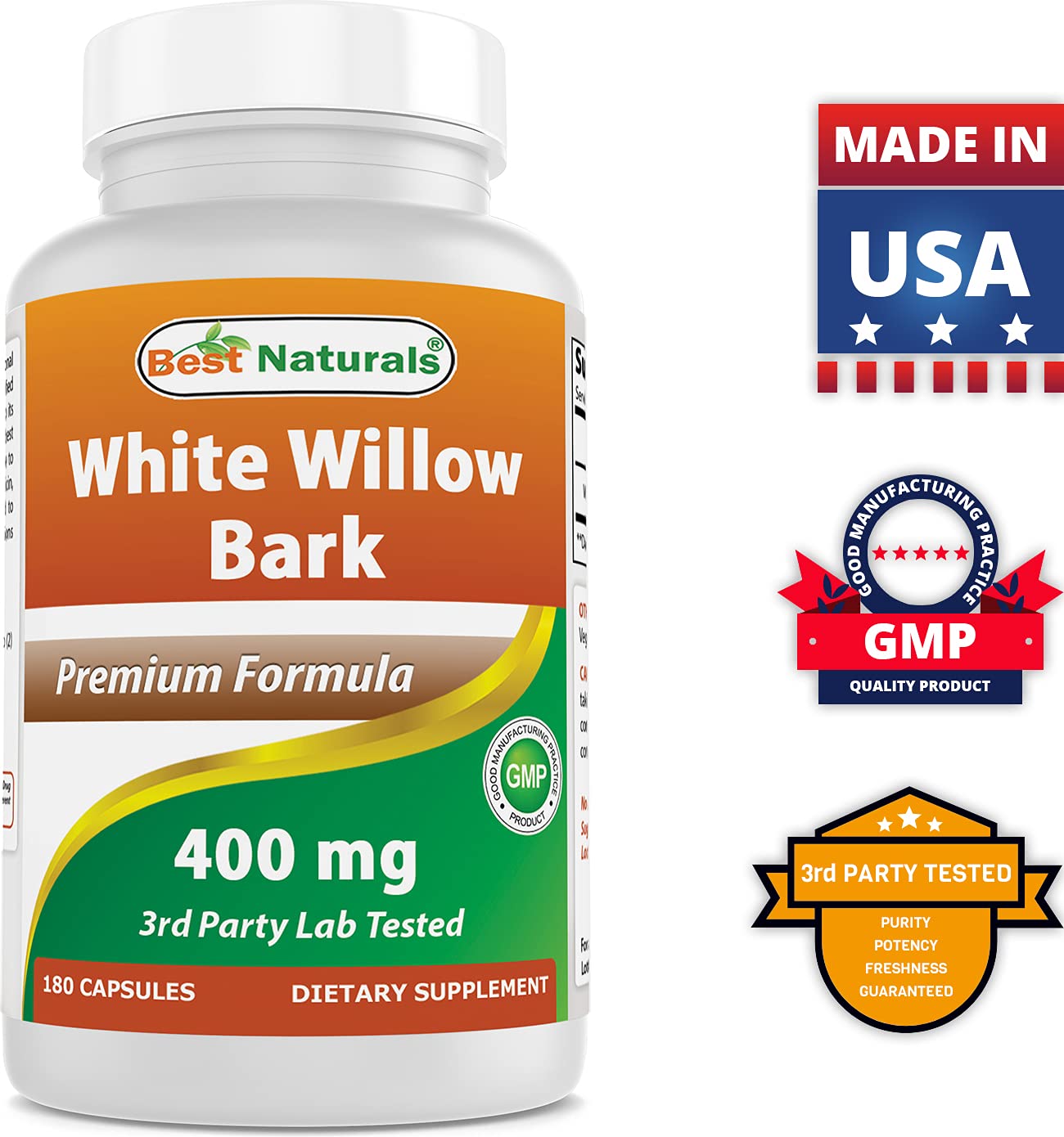 Best Naturals White Willow Bark 400 mg 180 Capsules (180 Count (Pack of 2)) Best NaturalsAu supplements