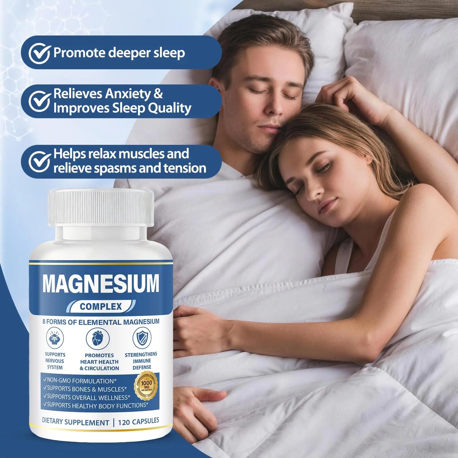 1000mg Magnesium Complex 8 in 1 for Women & Men – Magnesium Glycinate, Citrate, Malate, Taurate, Oxide, Carbonate, Aspartate, Orotate – Vegan Non-GMO, for Sleep, Fatigue & Heart Health, 120 Capsules BOSNETHUINHnz supplements