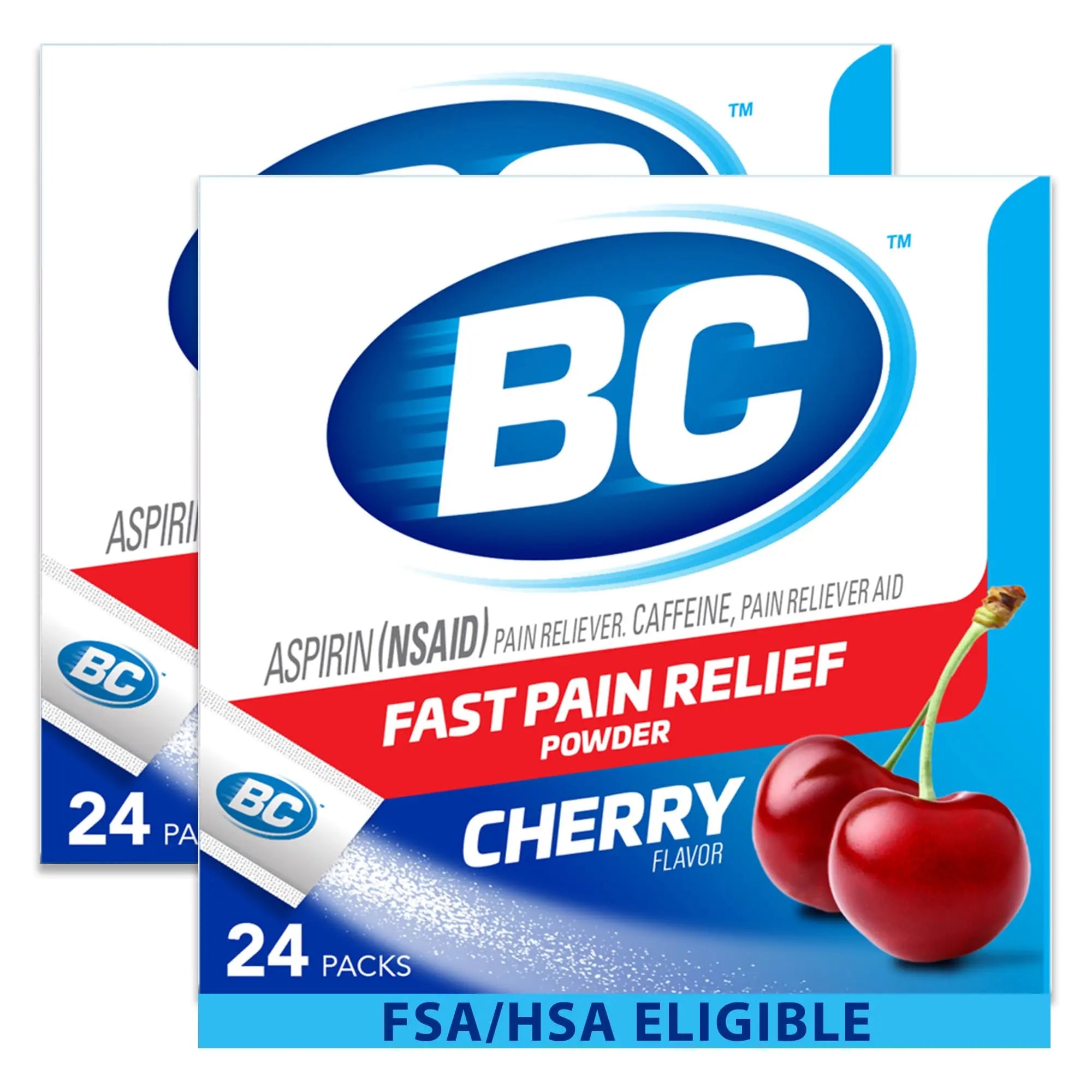 BC Powder Pain Reliever, Cherry Flavor Aspirin Dissolve Packs, 24 Count Powder Packets (2 Pack) BCAu supplements