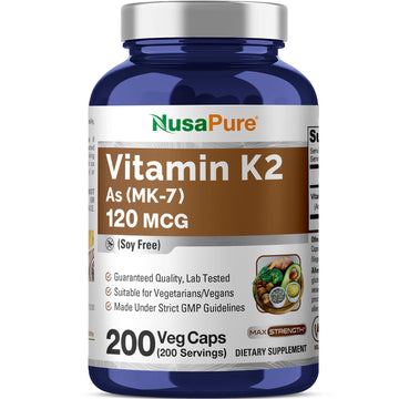 NusaPure Vitamin K2 MK7 120 mcg 200 Veggie Caps (Soy Free, Non-GMO, Vegan) NusaPureAu supplements