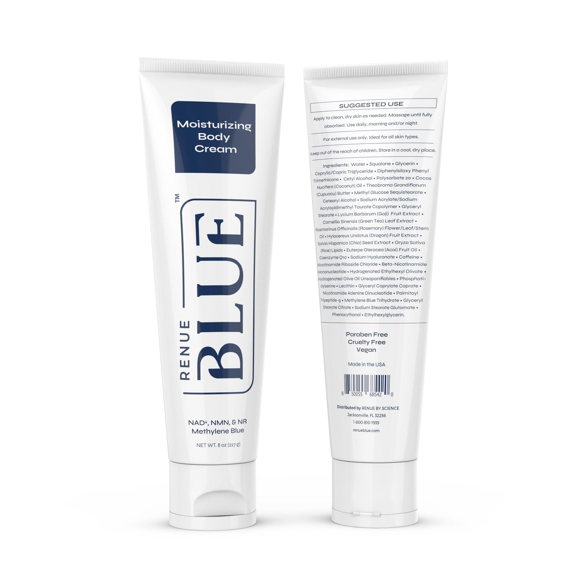 Renue Blue Methylene Blue Moisturizing Body Cream – Liposomal NAD+ Complex with Antioxidants, Peptides, and Botanical Extracts for Hydrated, Healthier‑Looking Skin Renue By ScienceUS supplements