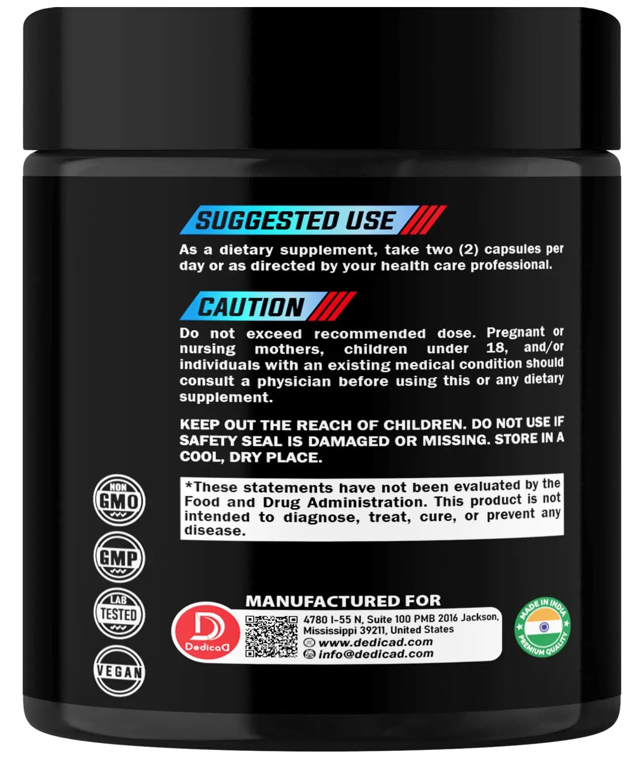 DEDICAD NAD.+ Supplement - Combined to Resveratrol, Quercetin, Berberine, Fisetin, TMG and Grape Seed - 60 Capsules DEDICADnz supplements