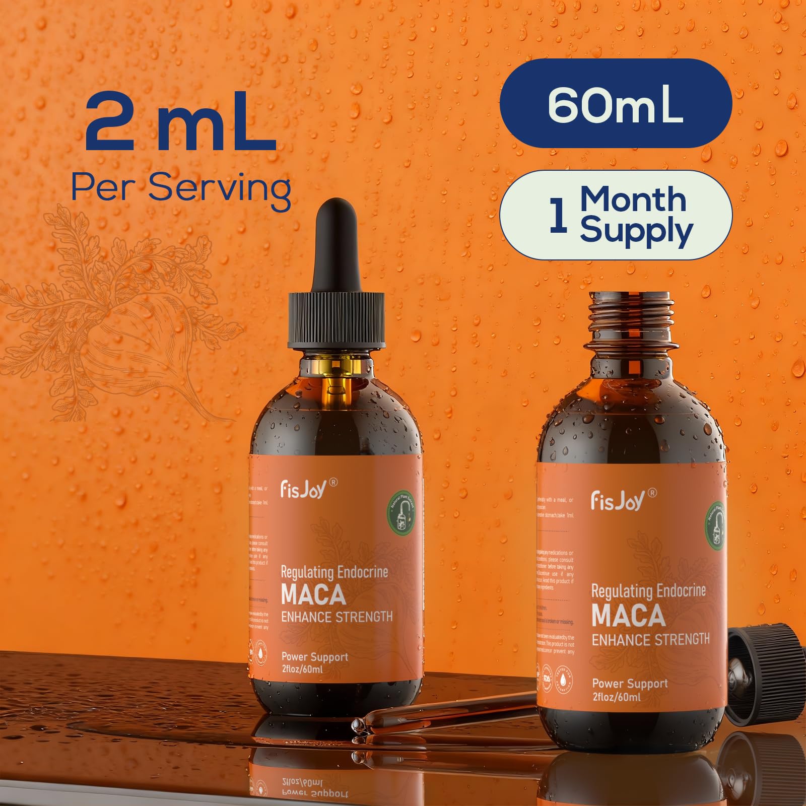 Fisjoy Organic Maca Liquid Drops with Ashwagandha & Beet Root – Supports Daily Vitality & Overall Wellness – Non-GMO, Vegan Herbal Supplement, 2 fl oz (60 mL) FisjoyAu supplements