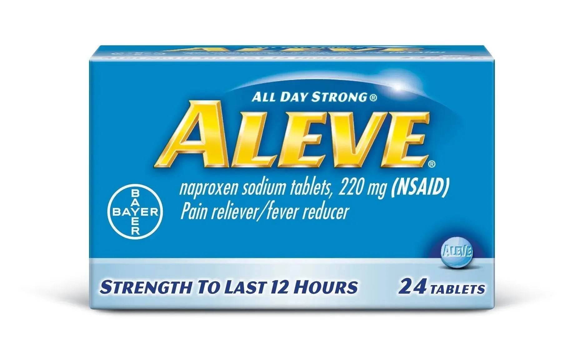 Aleve Tablets with Naproxen Sodium, 220mg (NSAID) Pain Reliever/Fever Reducer, 24 Count, Blue AleveAu supplements