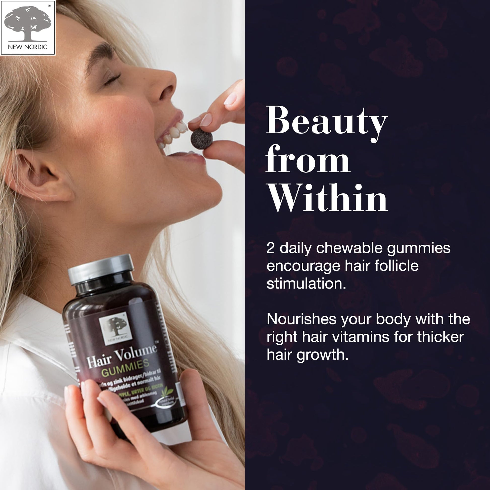 NEW NORDIC Hair Volume Gummies, 2500 mcg Biotin, Daily Hair Vitamins Supplement to Support Hair Skin & Nails, Vegan, 60 Count (Pack of 3) NEW NORDICAu supplements