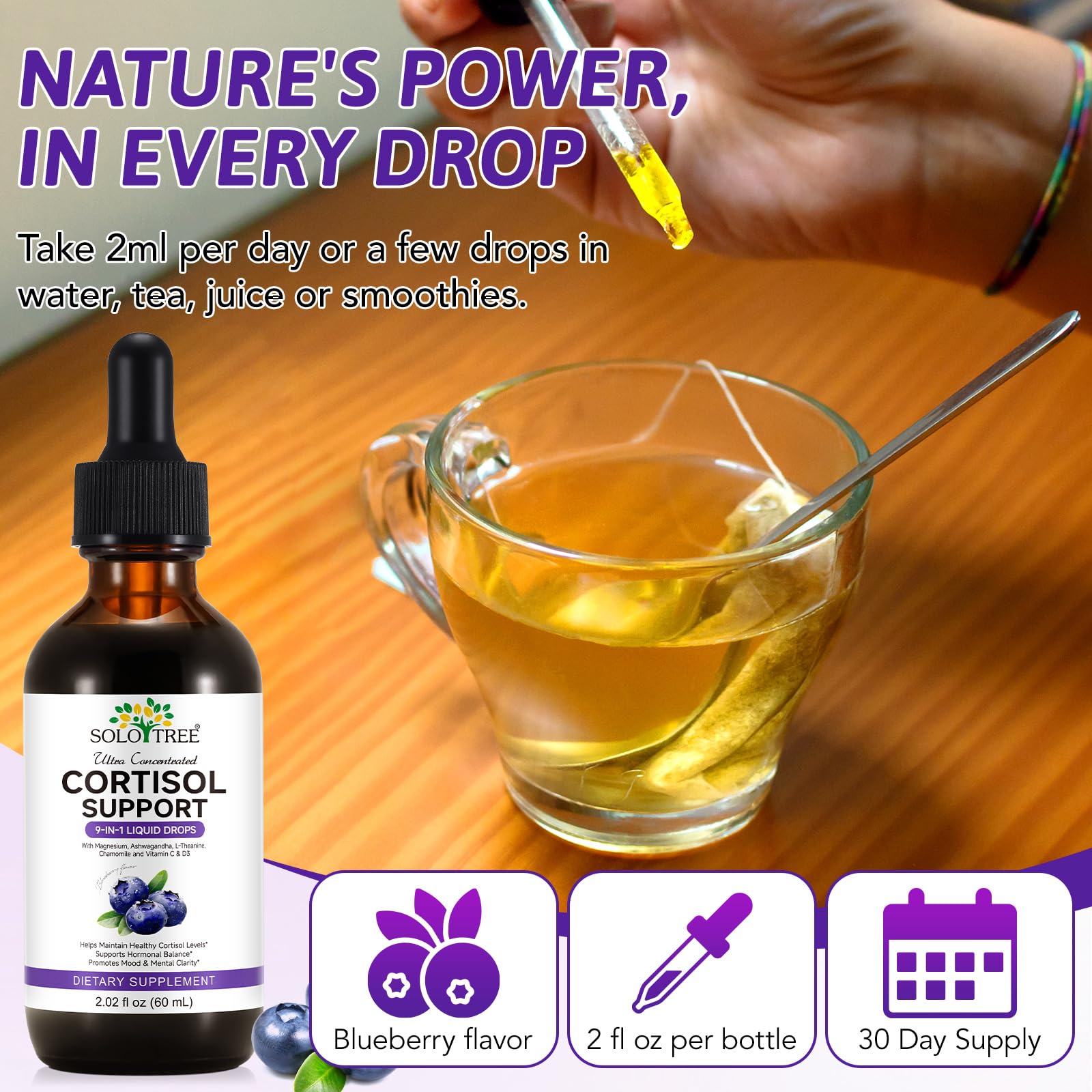 NIFEISHI Cortisol Reducer & Manager Liquid Drops for Women & Men | Cortisol Supplements with Ashwagandha & Magnesium | 9-in-1 Stress & Mood Support, Blueberry Flavor-2.02 floz NIFEISHIAu supplements