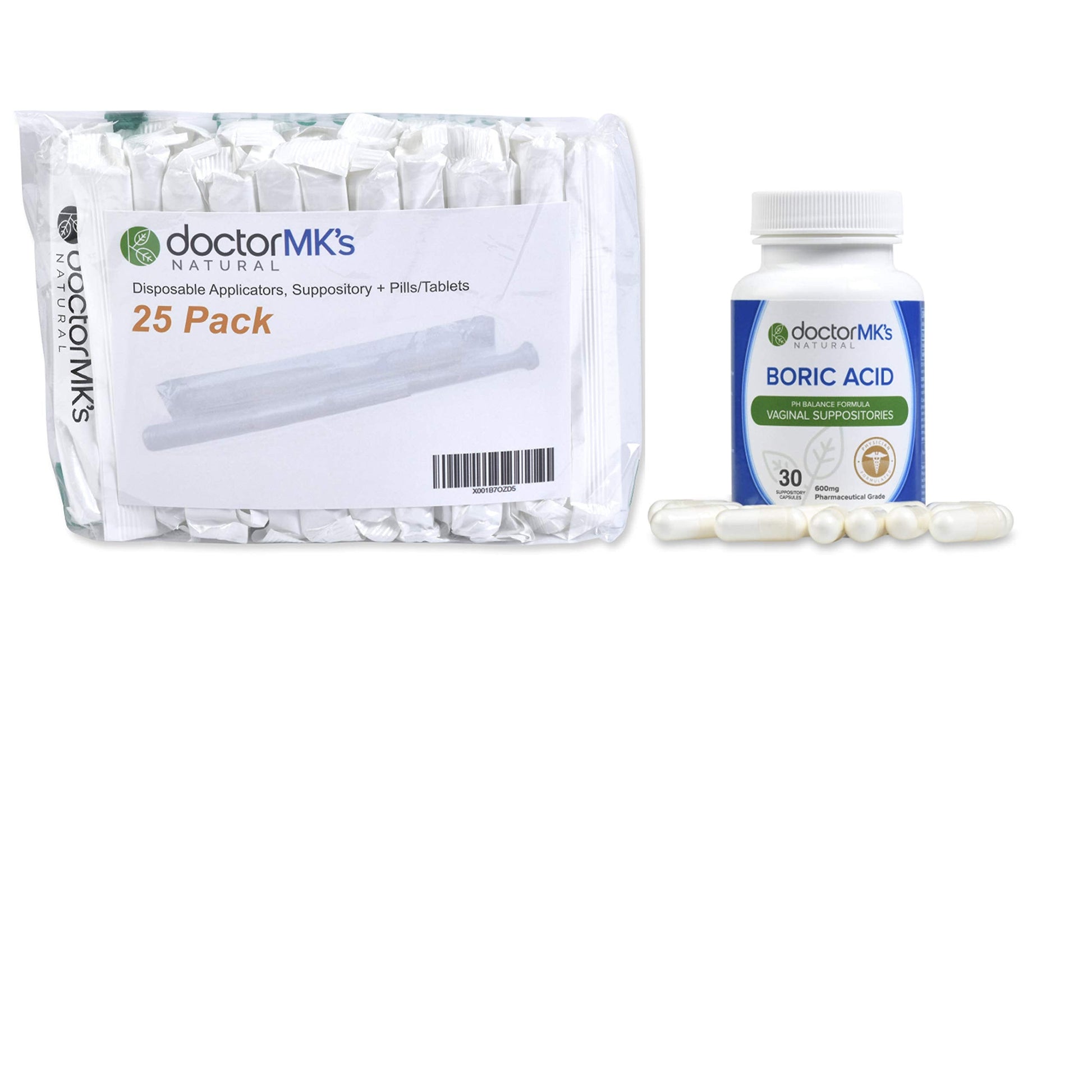 doctor MK's NATURAL Boric Acid Suppossitories (600mg) with Individually Wrapped Applicators doctor MK's NATURALAu supplements