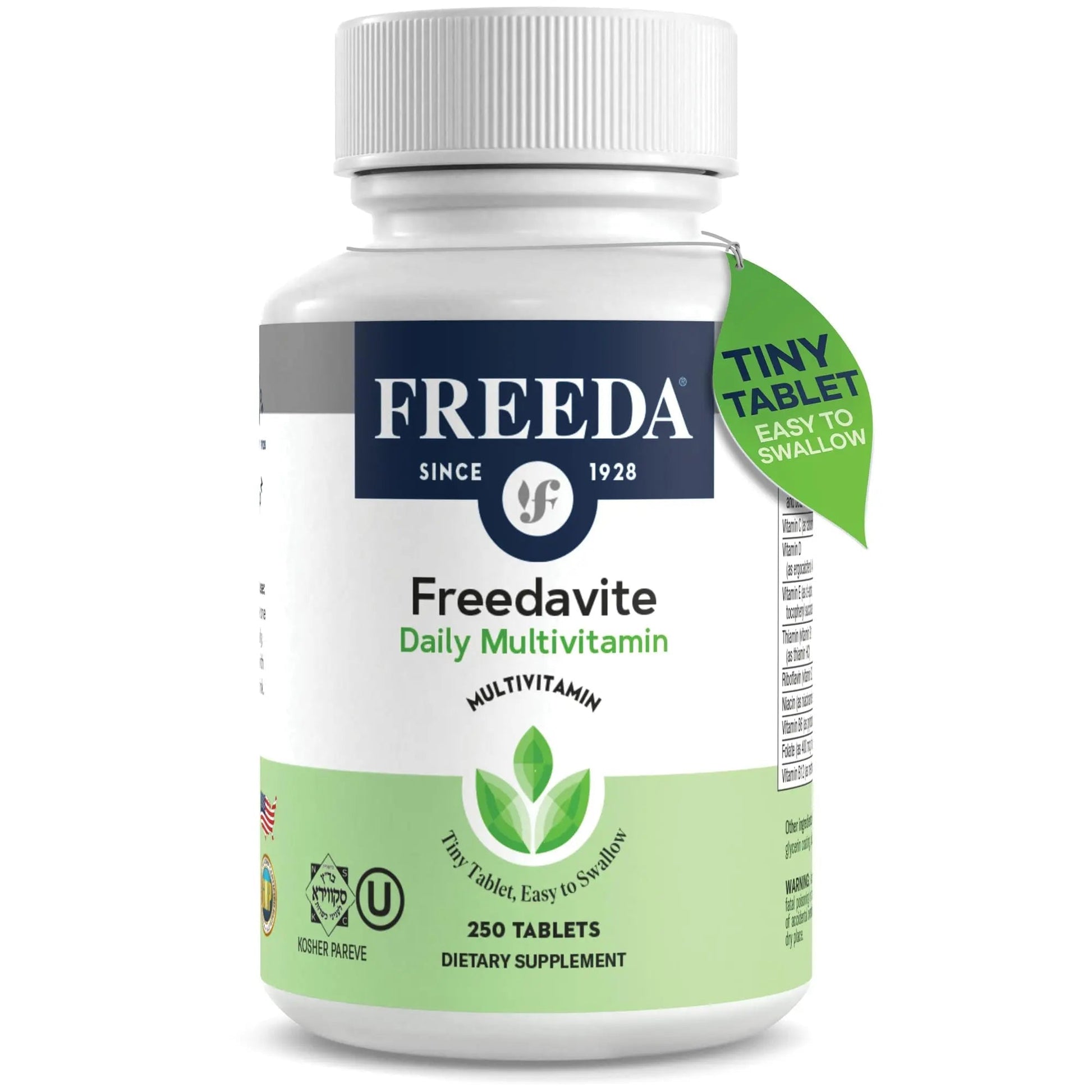 Freedavite Tiny Tablet - Moderate Multivitamin for Men and Women - Pure Vitamin A, C, D, E, B1, B2, B6, B12, Biotin, Calcium, Zinc, Iron, Magnesium FREEDAAu supplements