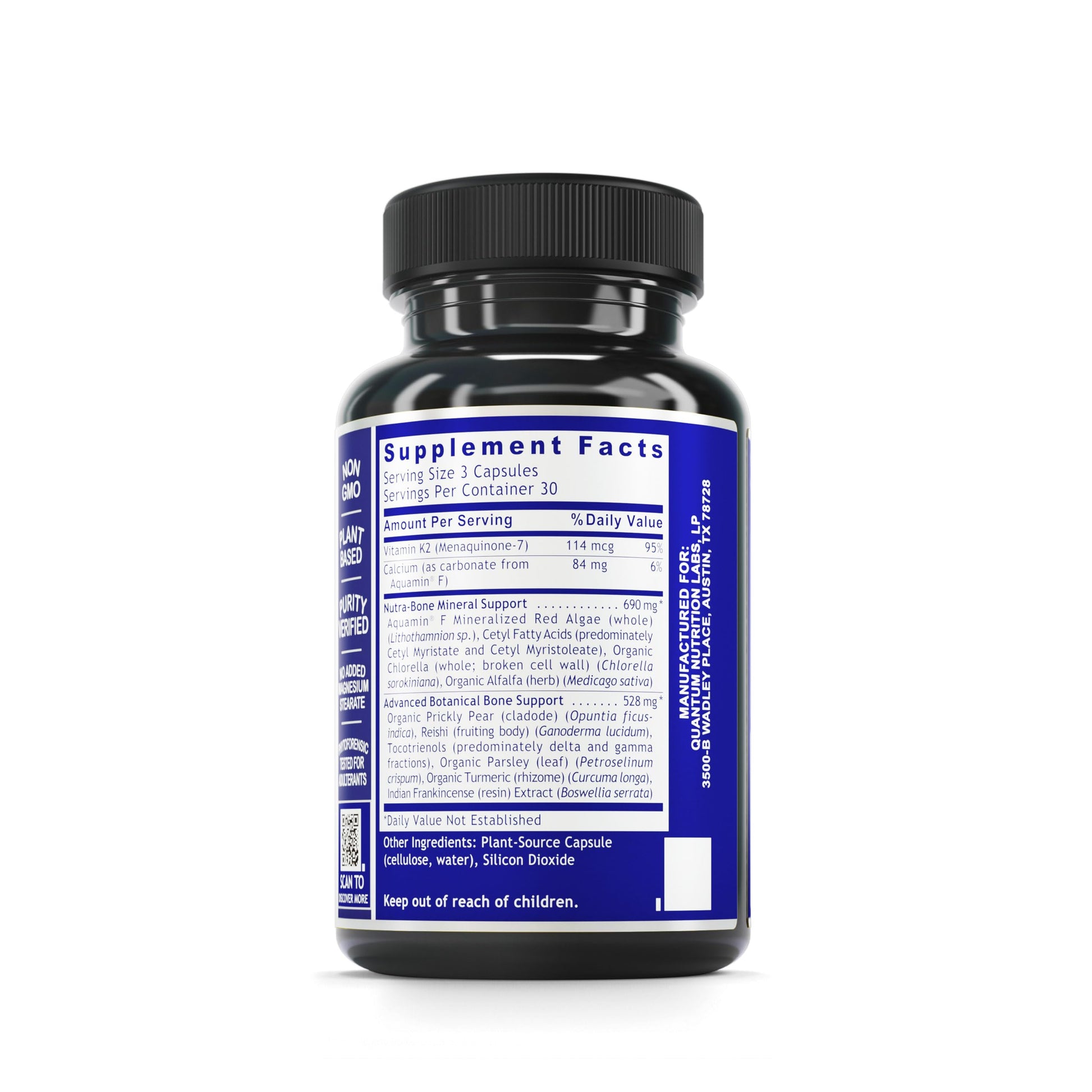 Quantum Nutrition Labs Quantum Bone Health - Bone Health Vitamins, Bone Strength Supplement for Women and Men, Organic Calcium Supplement with Fermented Vitamin K2, Bone Health Support - 90 Capsules Quantum NutritionAu supplements