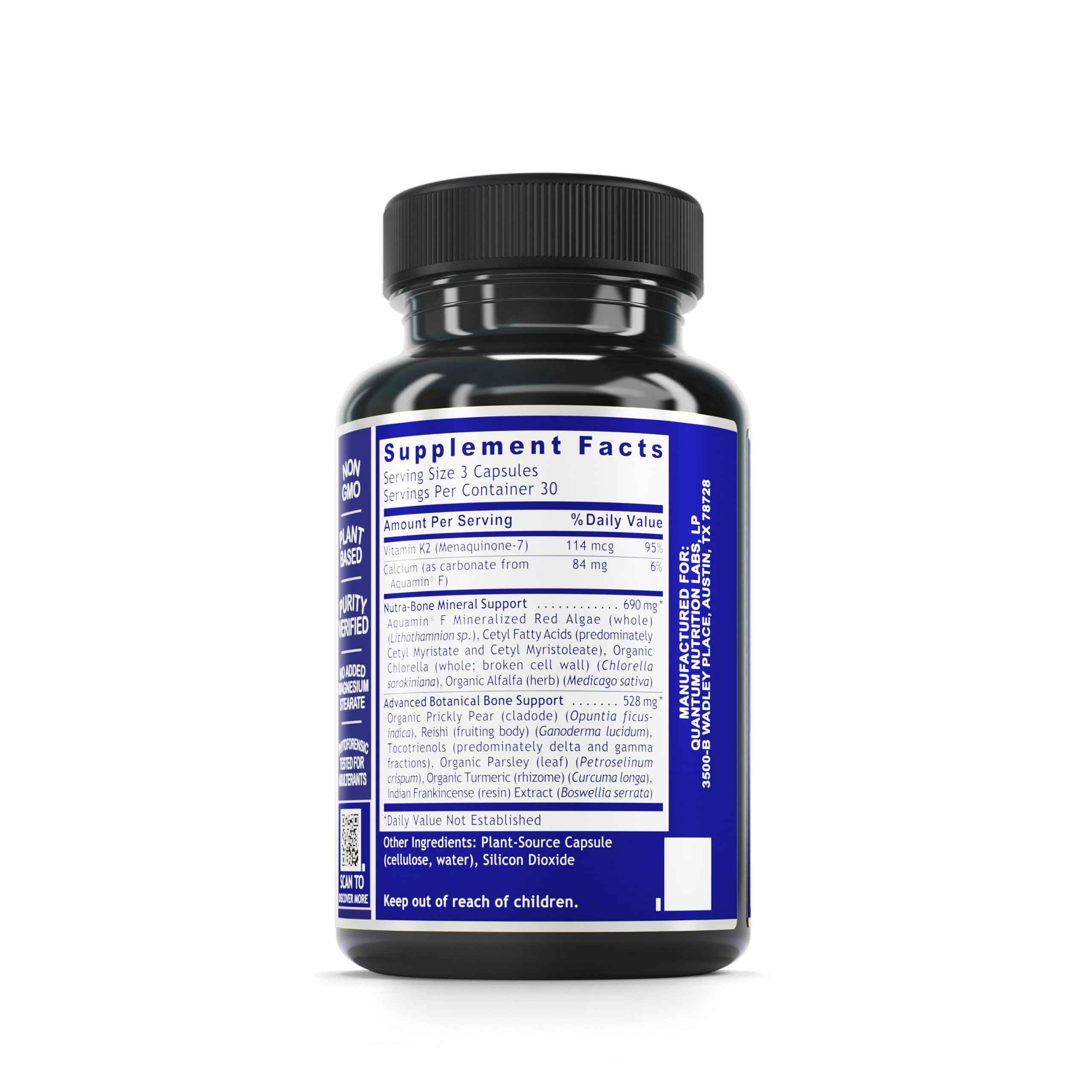 Quantum Nutrition Labs Quantum Bone Health - Bone Health Vitamins, Bone Strength Supplement for Women and Men, Organic Calcium Supplement with Fermented Vitamin K2, Bone Health Support - 90 Capsules Quantum NutritionAu supplements