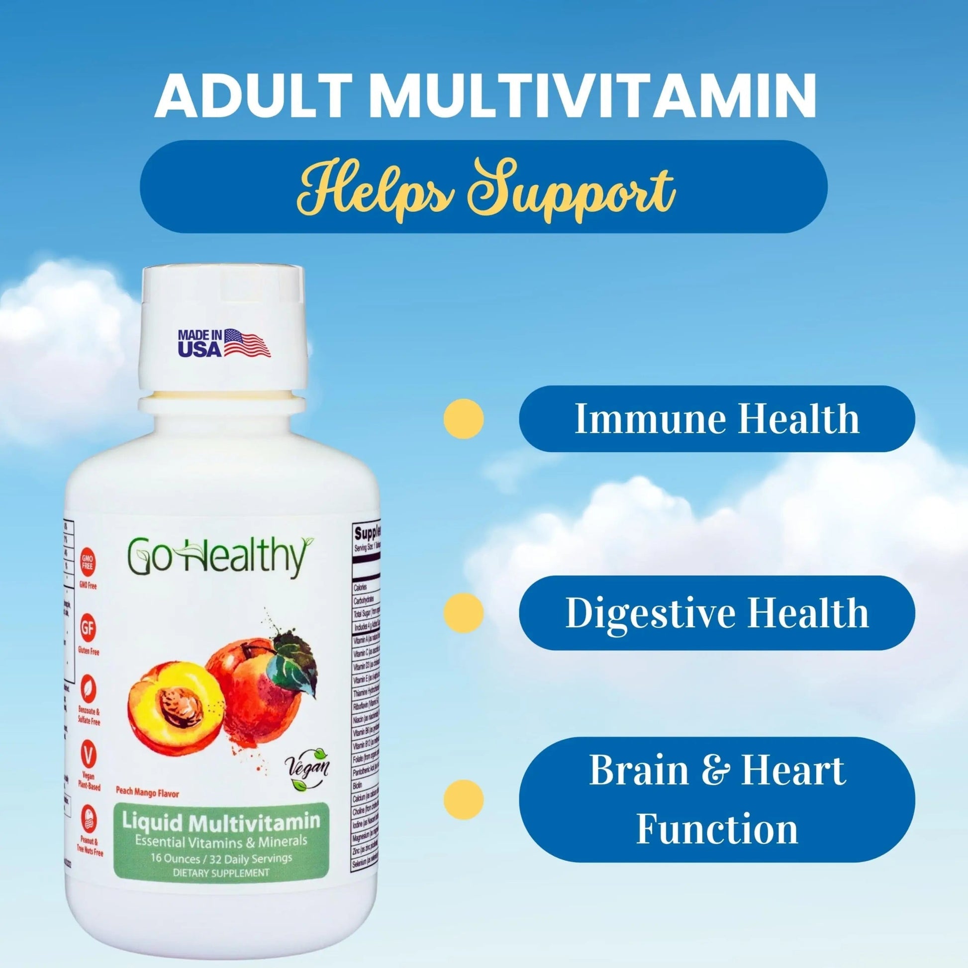Go Healthy Liquid Vitamins for Women, Men, Teens | Vegan Vitamin & Mineral | High Absorption | Premium Liquid Multivitamin | Go Healthy NaturalAu supplements