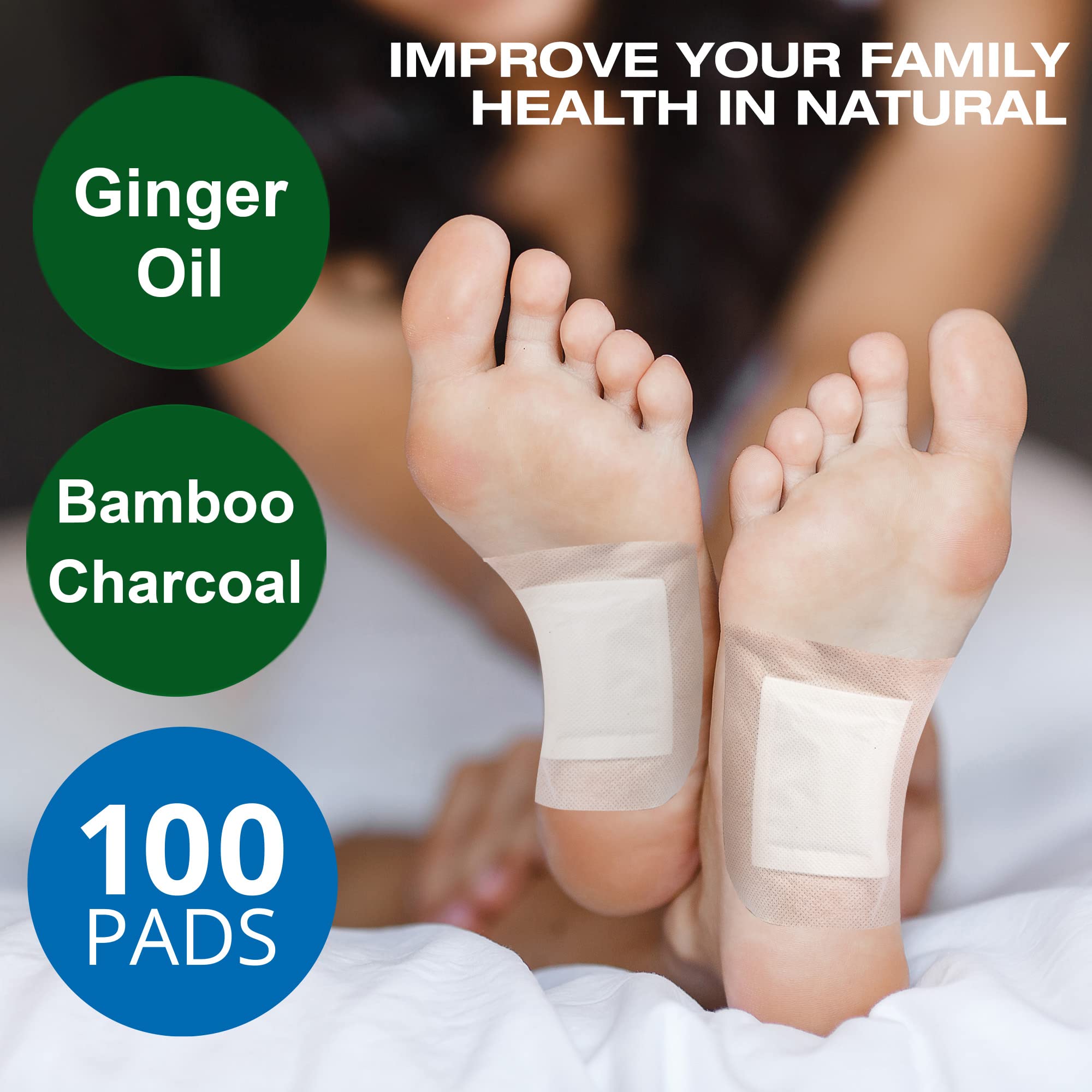 AOSORW 100 Pack Foot Pads, Ginger Oil Bamboo Charcoal Foot Pads, Foot Care Patch AOSORWAu supplements