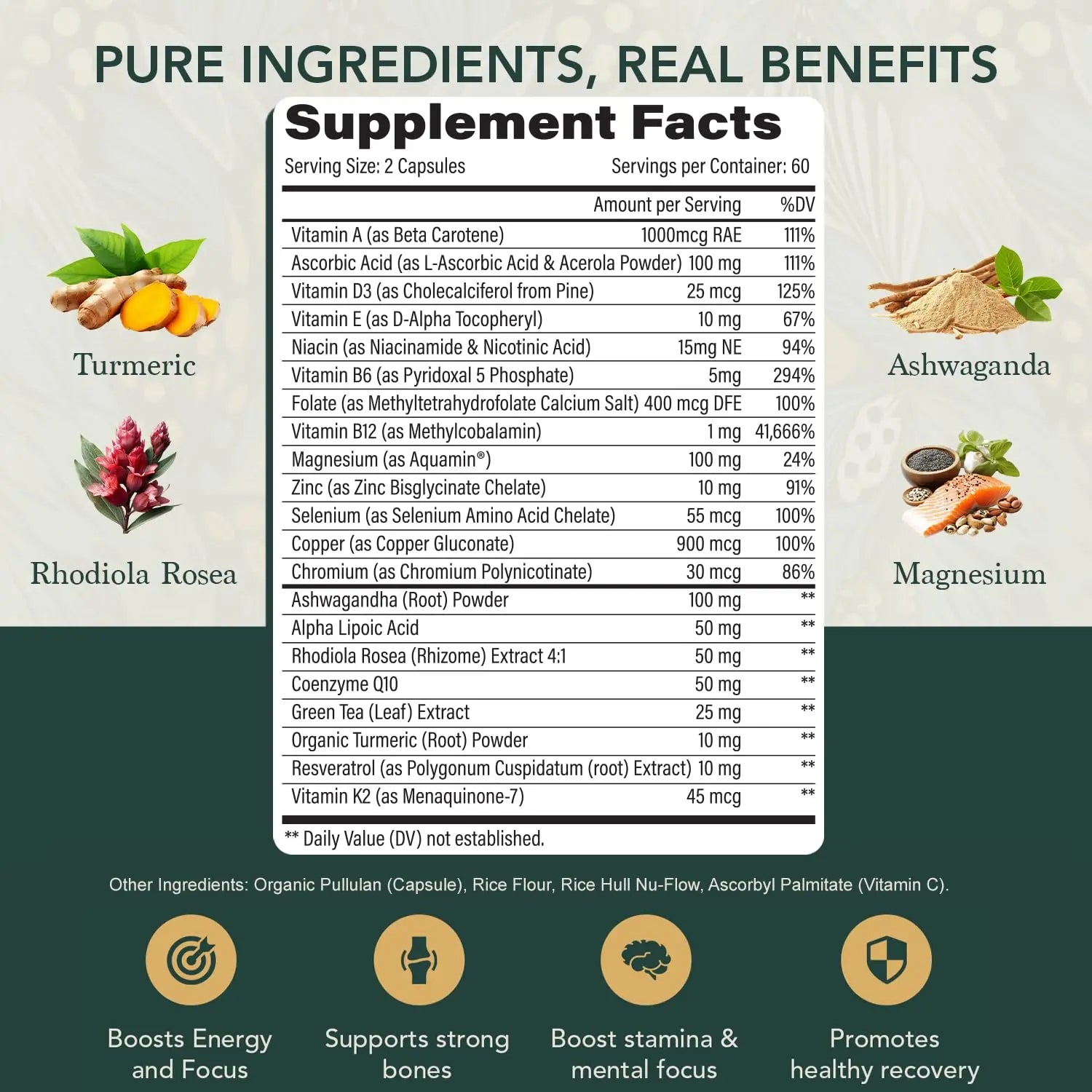 Multivitamin for Men with Vitamin D, K2, Zinc, Vitamin B12, A, E, B6, Calcium – Immune Health & Energy Support Daily Mens Multivitamins Elements of LIfeAu supplements