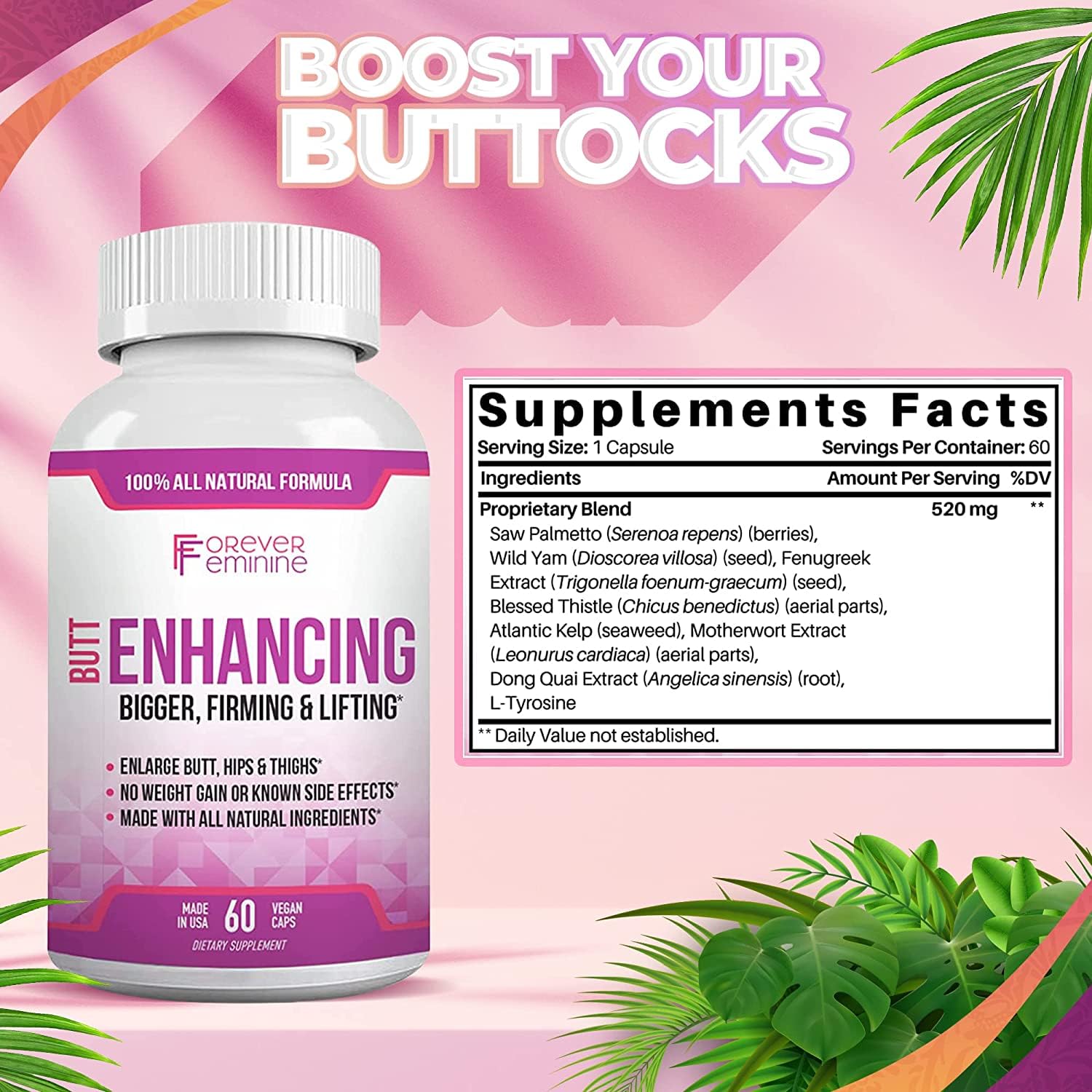Forever Feminine Premium Butt Enhancement Pills - Booty Enlargement Pills - Shape Forever FeminineAu supplements
