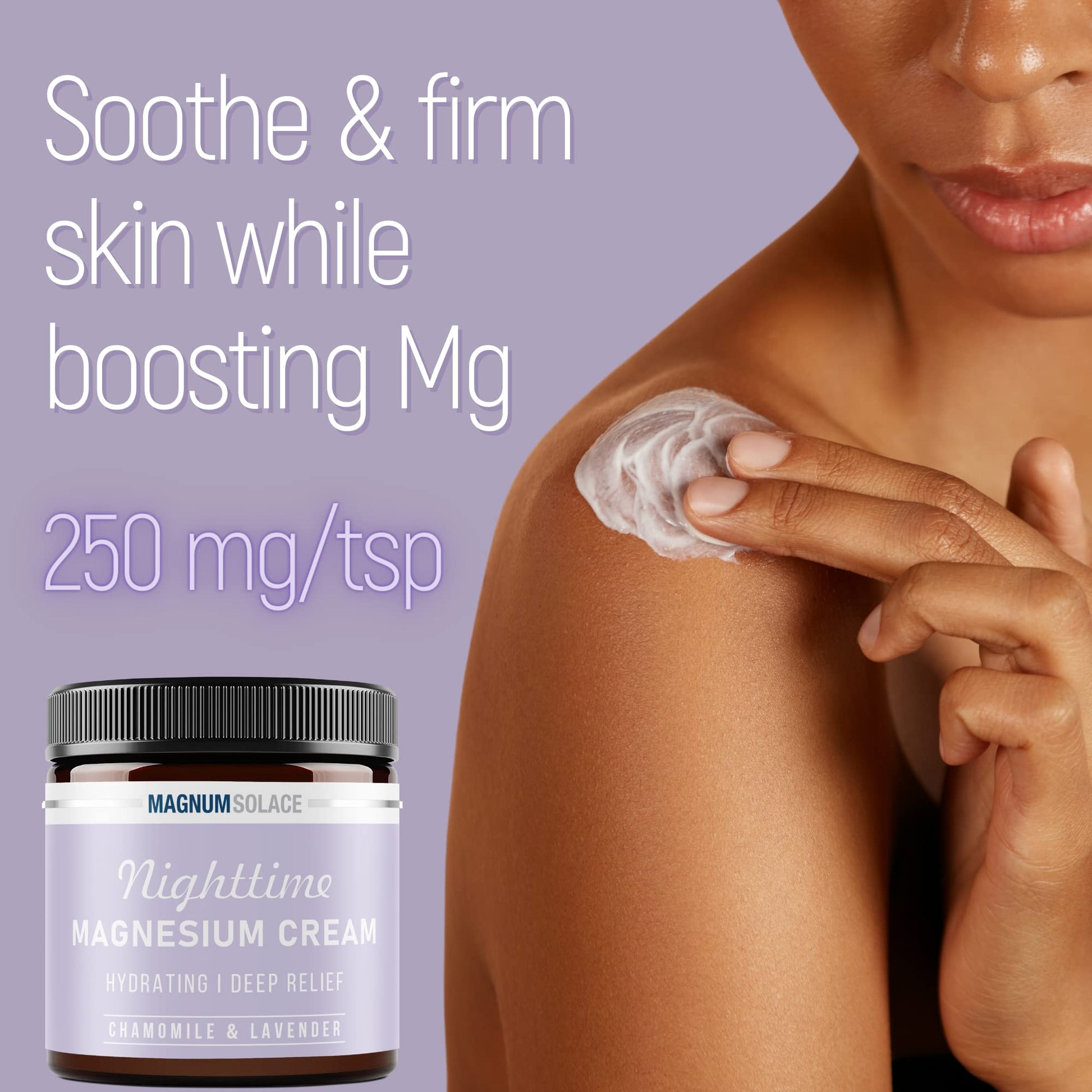 Magnum Solace Magnesium Lotion – Nighttime Magnesium Cream – Apply to Legs, Arms or Chest - Topical Magnesium Chloride – USA Made and Safe for Kids (Chamomile Lavender) Magnum SolaceAu supplements
