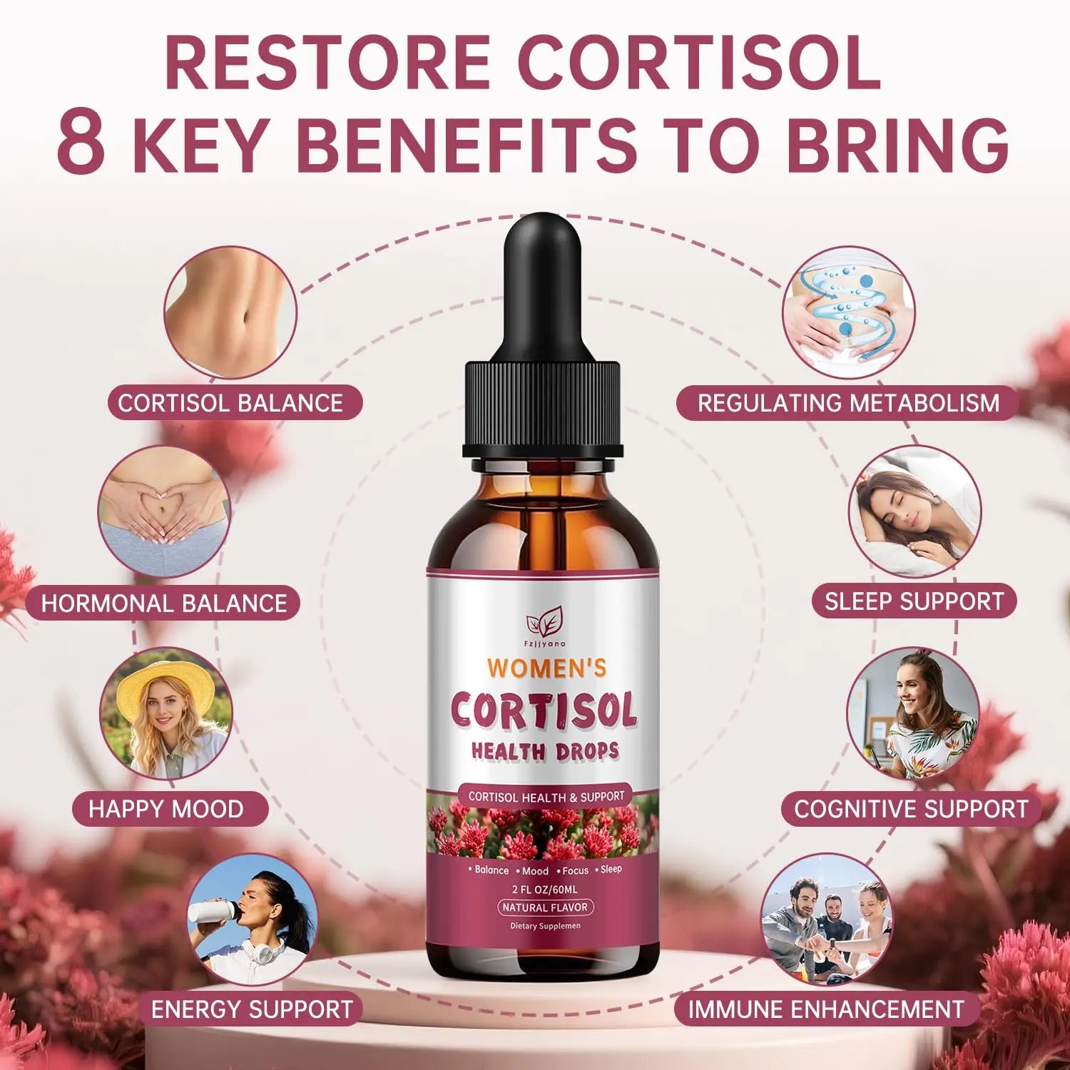 Cortisol Manager Liquid Drops, Cortisol Supplements for Women, with magnesium ashwagandha, rhodiola rosea,l-theanine,Phosphatidylserine-Promote Relaxation and Support Mood- 30 Day Vegan Supply Fzjjyananz supplements