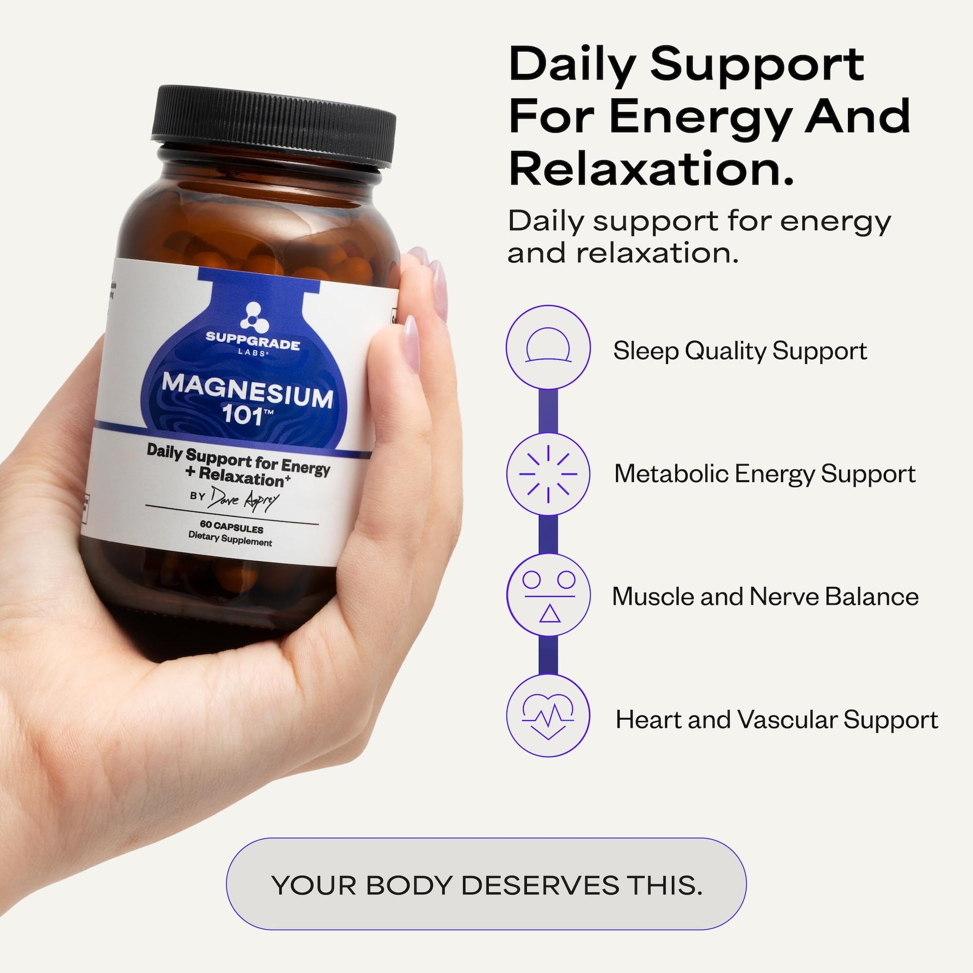 Suppgrade Labs Magnesium 101 by Dave Asprey | Daily Support for Sleep, Metabolism, Relaxation, & Heart Health | 300 mg Chelated Magnesium Bisglycinate | High Absorption Magnesium | 30 Day Supply Suppgrade LabsAu supplements
