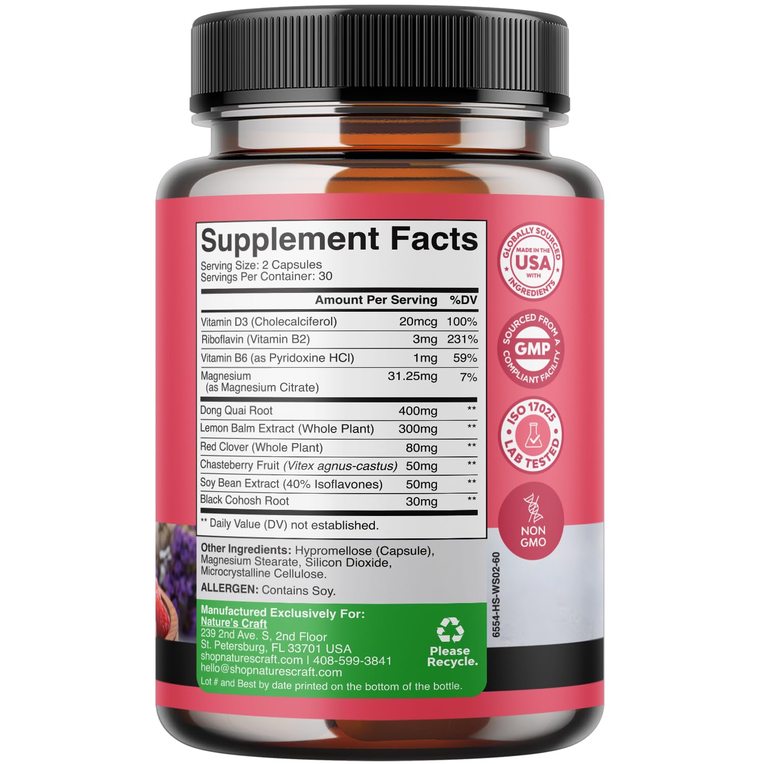 Complete Herbal Menopause Supplement for Women - Multibenefit Menopause Relief Hormone Balance Natures CraftAu supplements