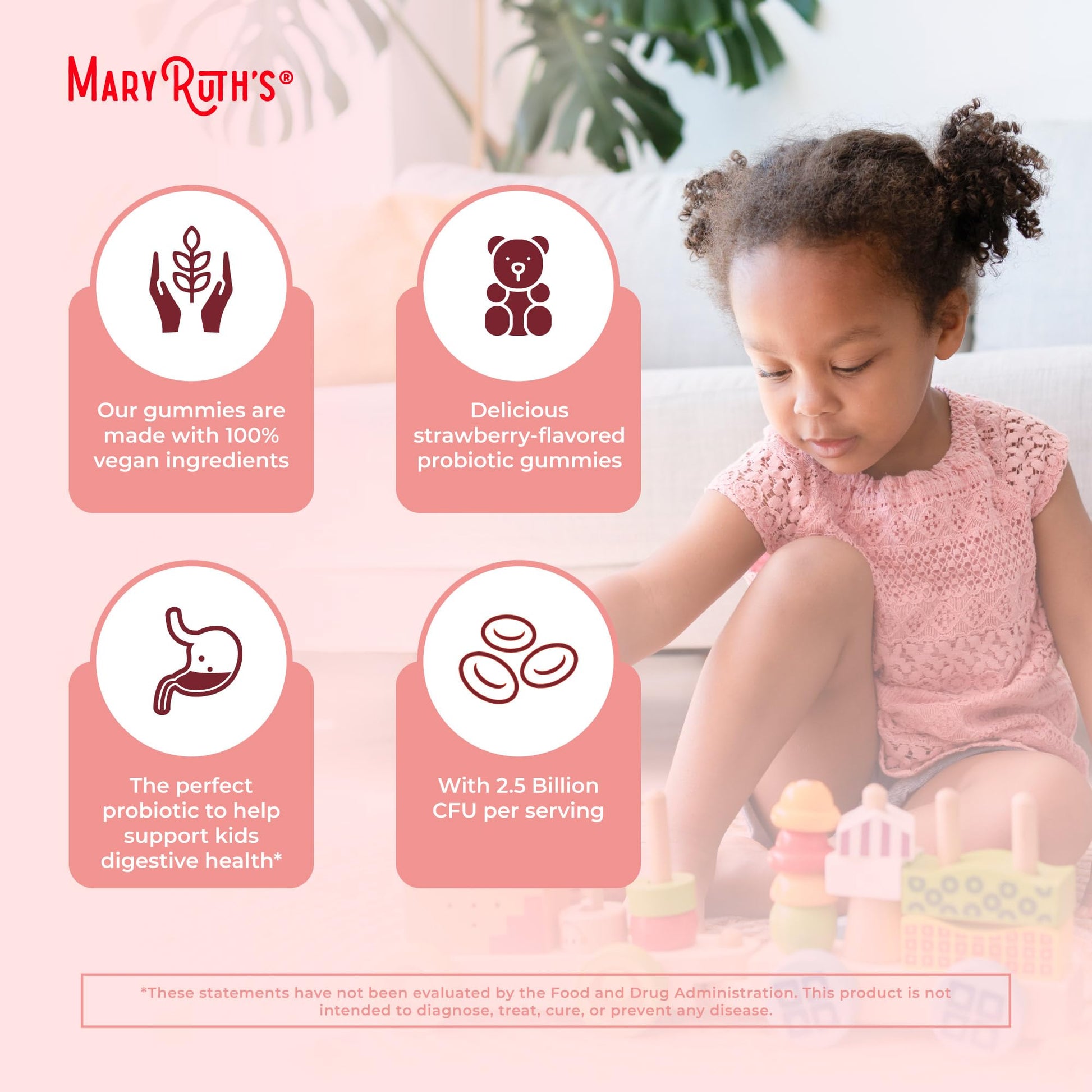 MaryRuth Organics Kids Probiotics for Digestive Health | USDA Probiotic Gummies | 2 Month Supply | Kids Probiotics | Immune Support | Gut Health Supplement | Vegan | Non-GMO | Gluten Free | 60 Count MARYRUTH'SUS supplements