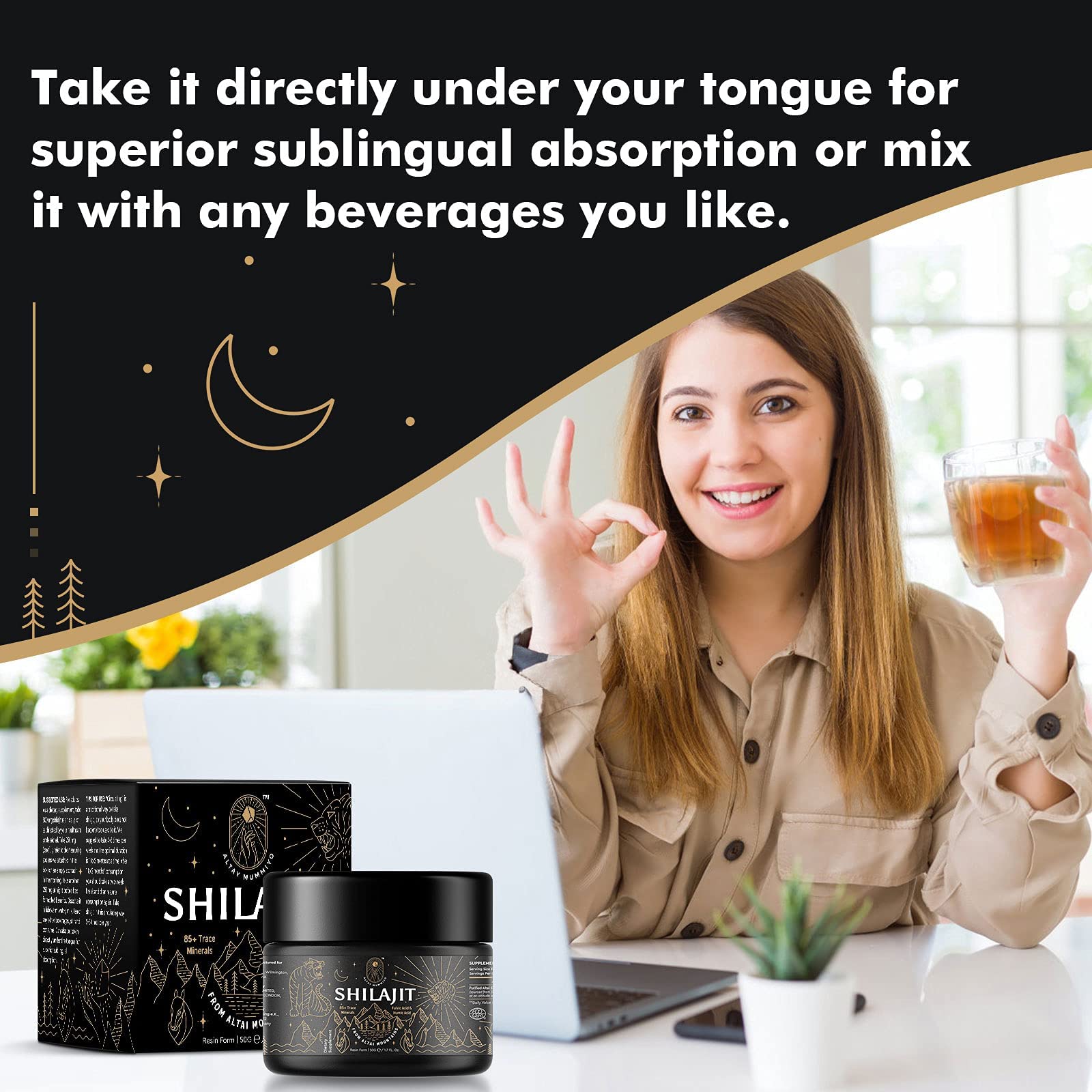 Shilajit Resin with Fulvic Acid & Trace Minerals, Original Siberian Pure Shilajit with 85+ Humic ALTAY MUMMIYOAu supplements