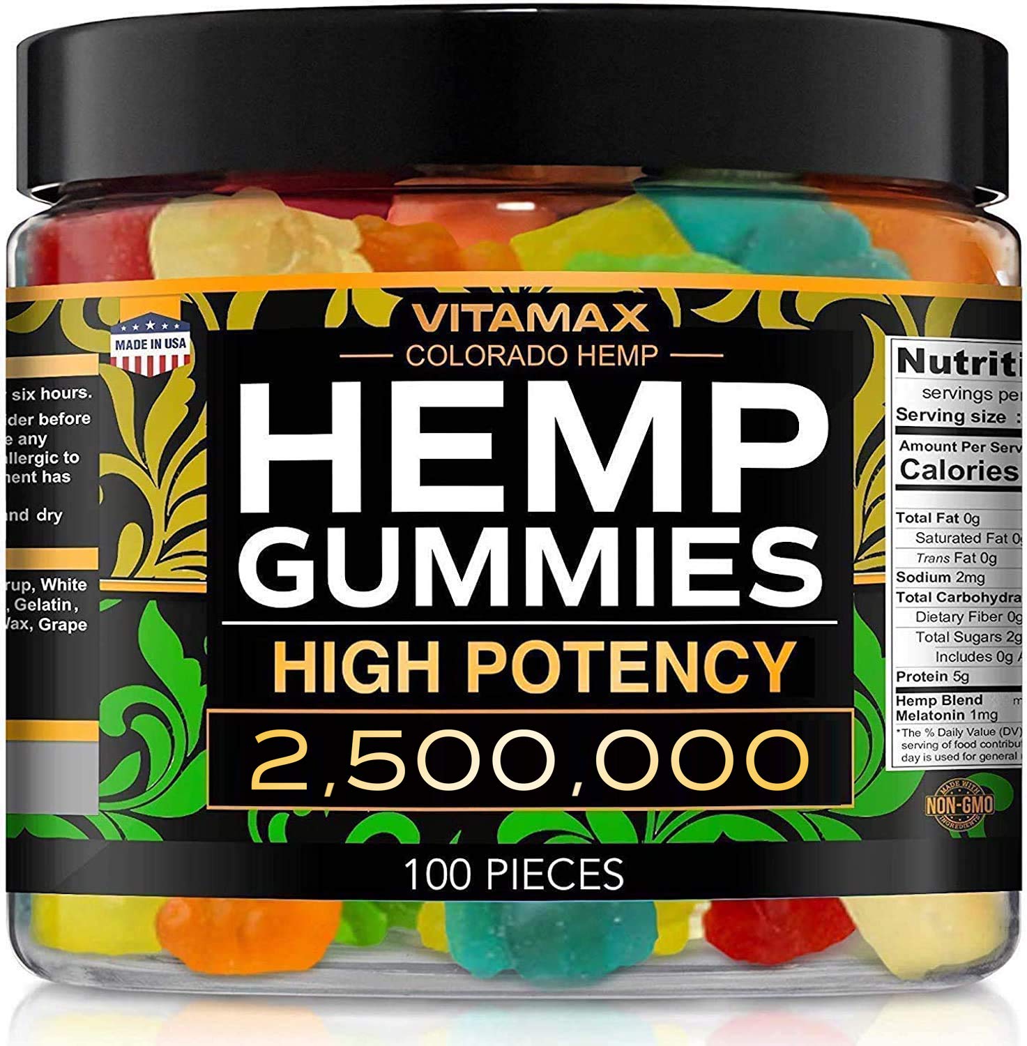 Vitamax Hemp Gummies - Great for Peace & Relaxation - 2,500,000 - Natural Fruit Flavors VitamaxAu supplements