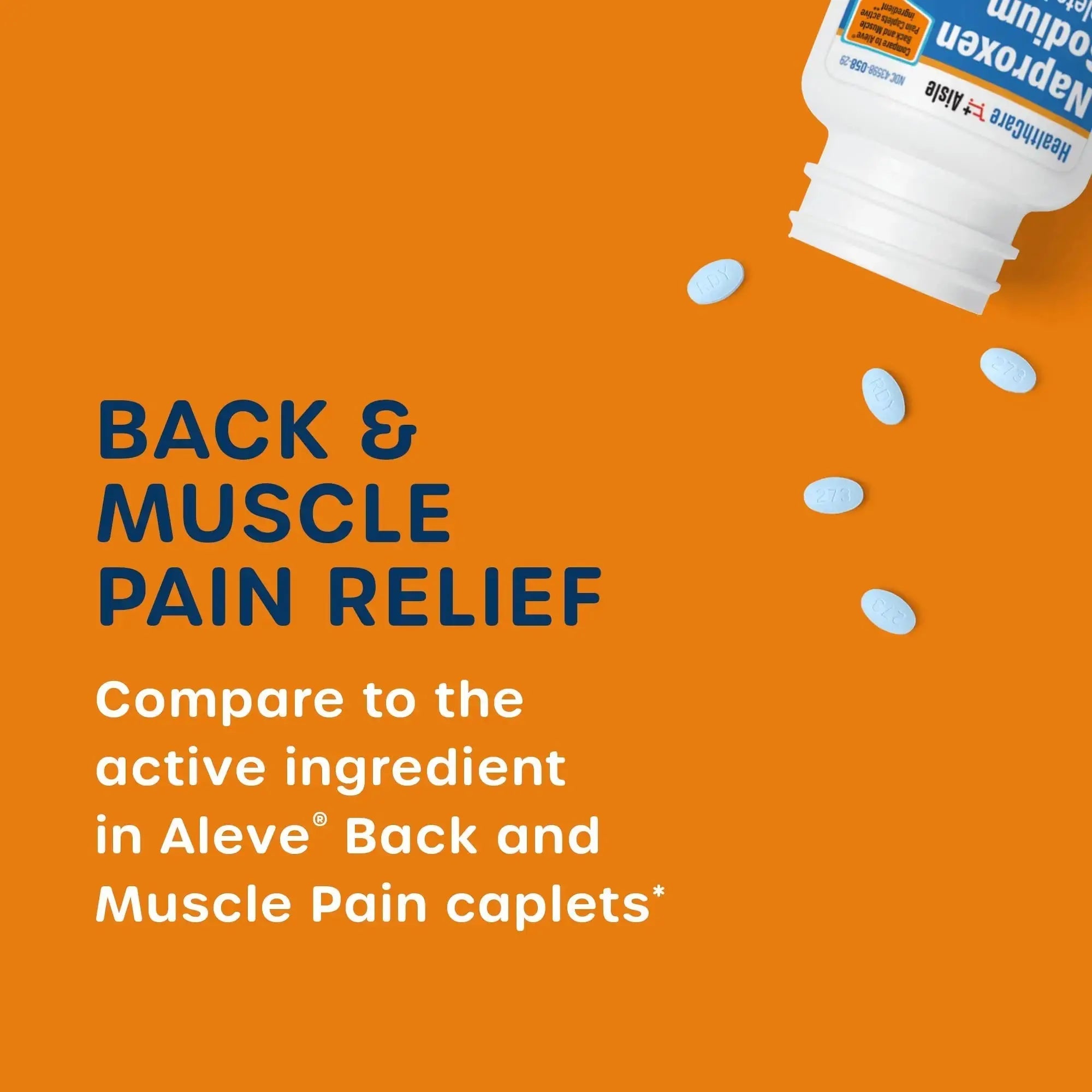 HealthCareAisle Naproxen Sodium, 220 mg - 225 caplets - Back and Muscle Pain Reliever, Up to 12 Hours of Relief HealthCareAisleAu supplements