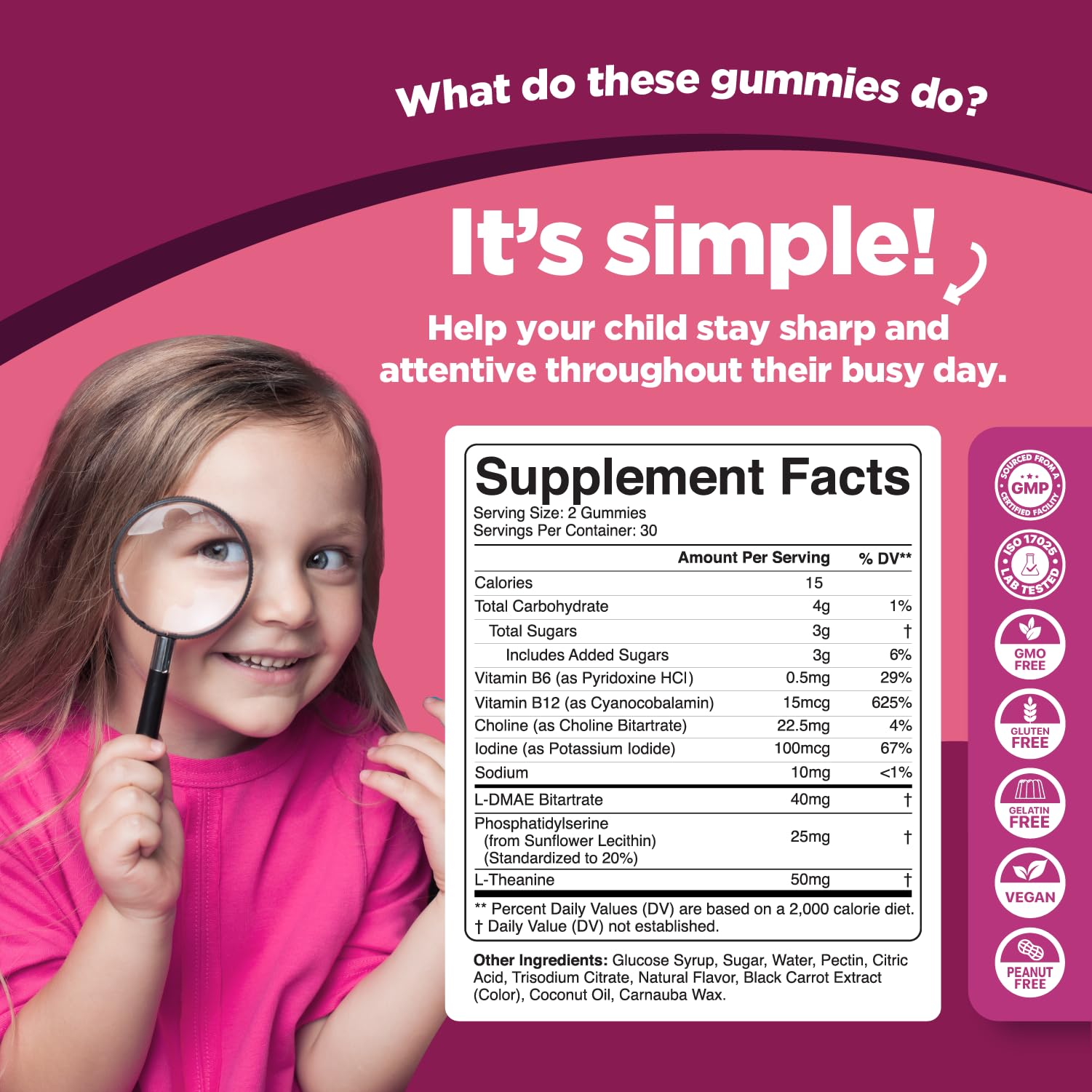 Phytoral Vegan Kids Focus Gummies - Potent Chewable Brain Support for Children - Enhances Concentration & Memory - Calming Supplements & Focus Gummies for Kids - Non-GMO & Gluten-Free - 60 Count PhytoralAu supplements