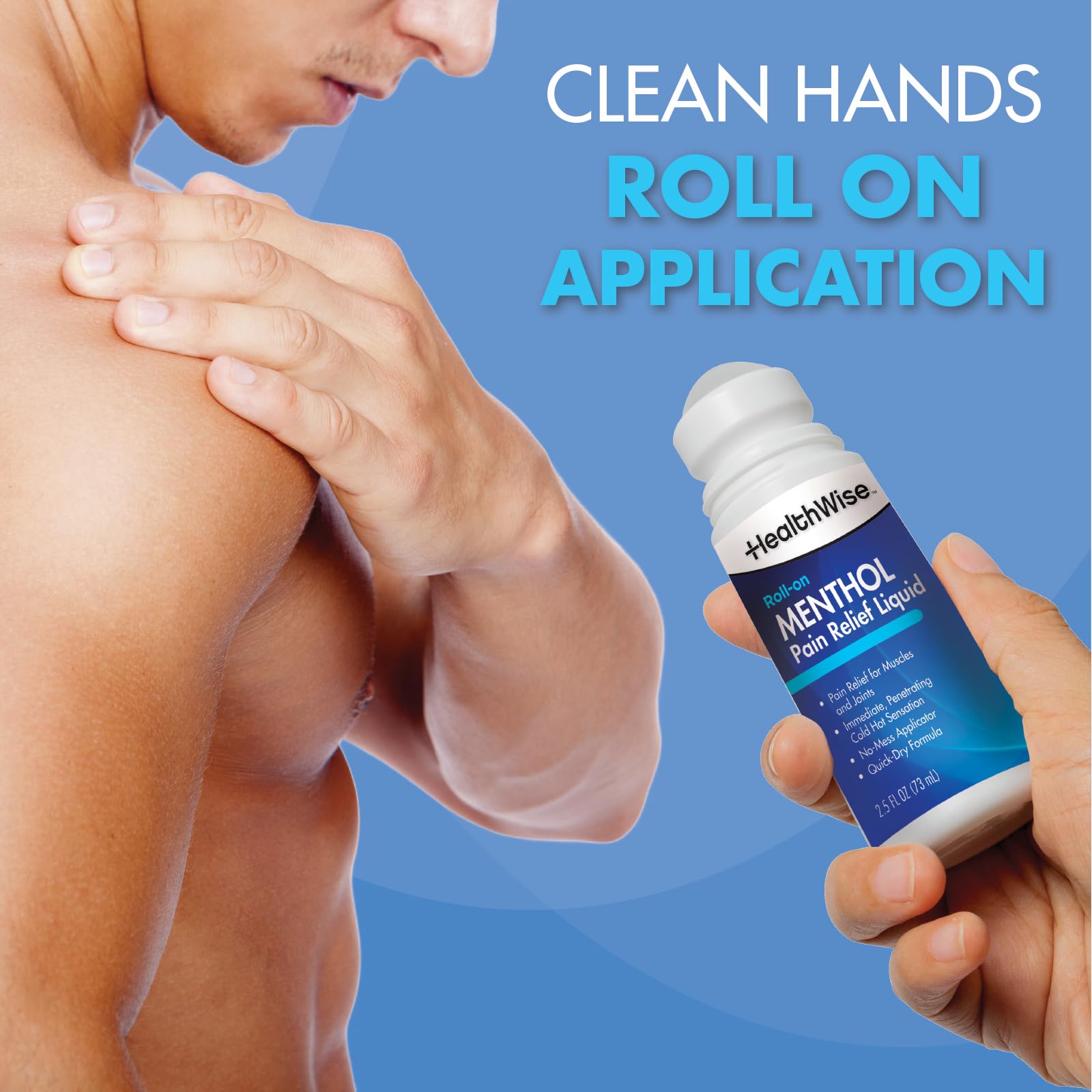 HealthWise 16% Menthol Roll-On | Cold Hot Sensation | Pain Relief Liquid | 2.5 oz. 73 mL | Non-Greasy Formula | Immediate Penetrating Action | Topical Analgesic HealthWiseAu supplements