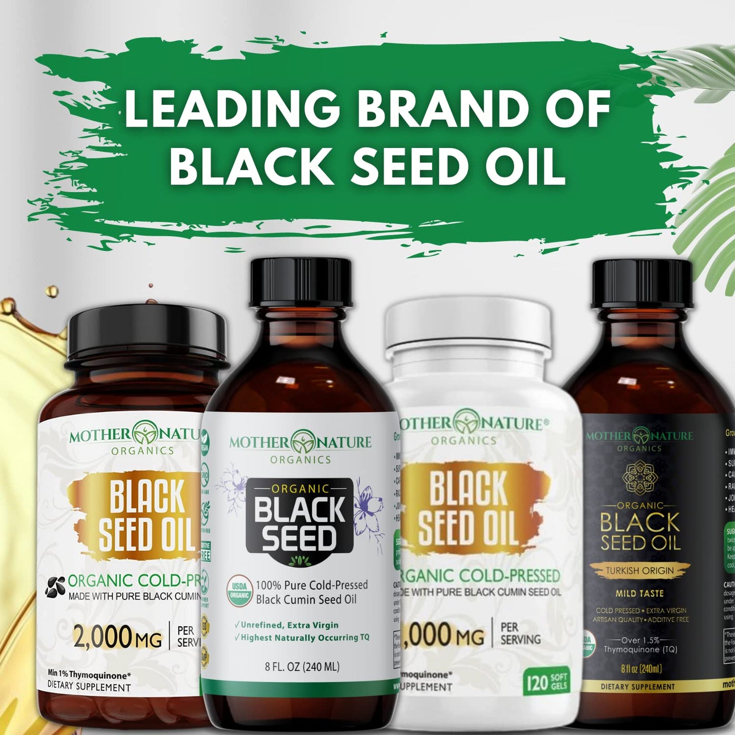 Organic Black Seed Oil 2000mg - 60 Softgel Capsules (Non-GMO) Premium Cold-Pressed Mother Nature Organics Superfoods for Organic LivingUS supplements