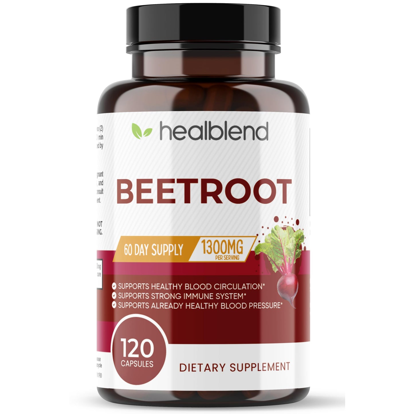 healblend Organic Nitric Oxide Beet Root Capsules 1300mg - Support Immune System healblendUS supplements