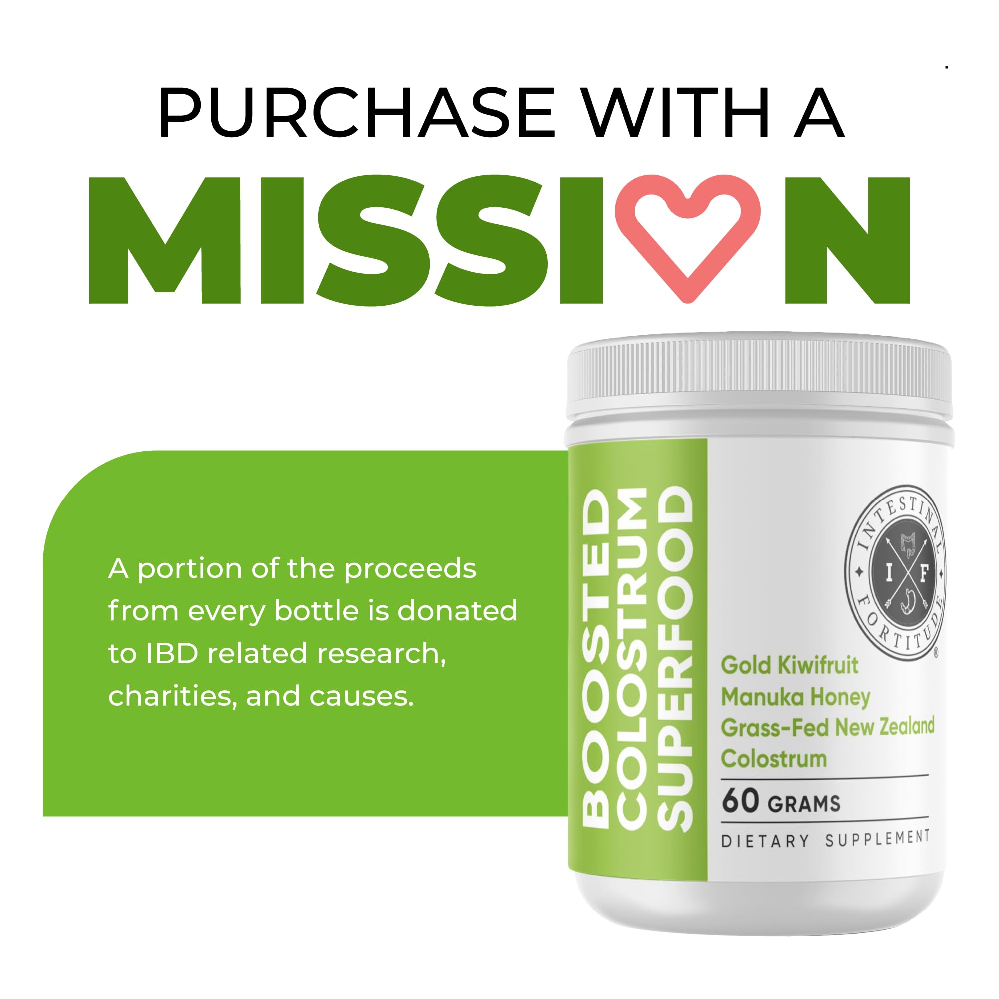 Intestinal Fortitude Boosted Colostrum Superfood Dietary Supplement: Grass-Fed New Zealand Bovine Colostrum, Gold Kiwifruit, Manuka Honey, for Digestion, Immune System, and Gut Health (60 Grams) Intestinal FortitudeAu supplements