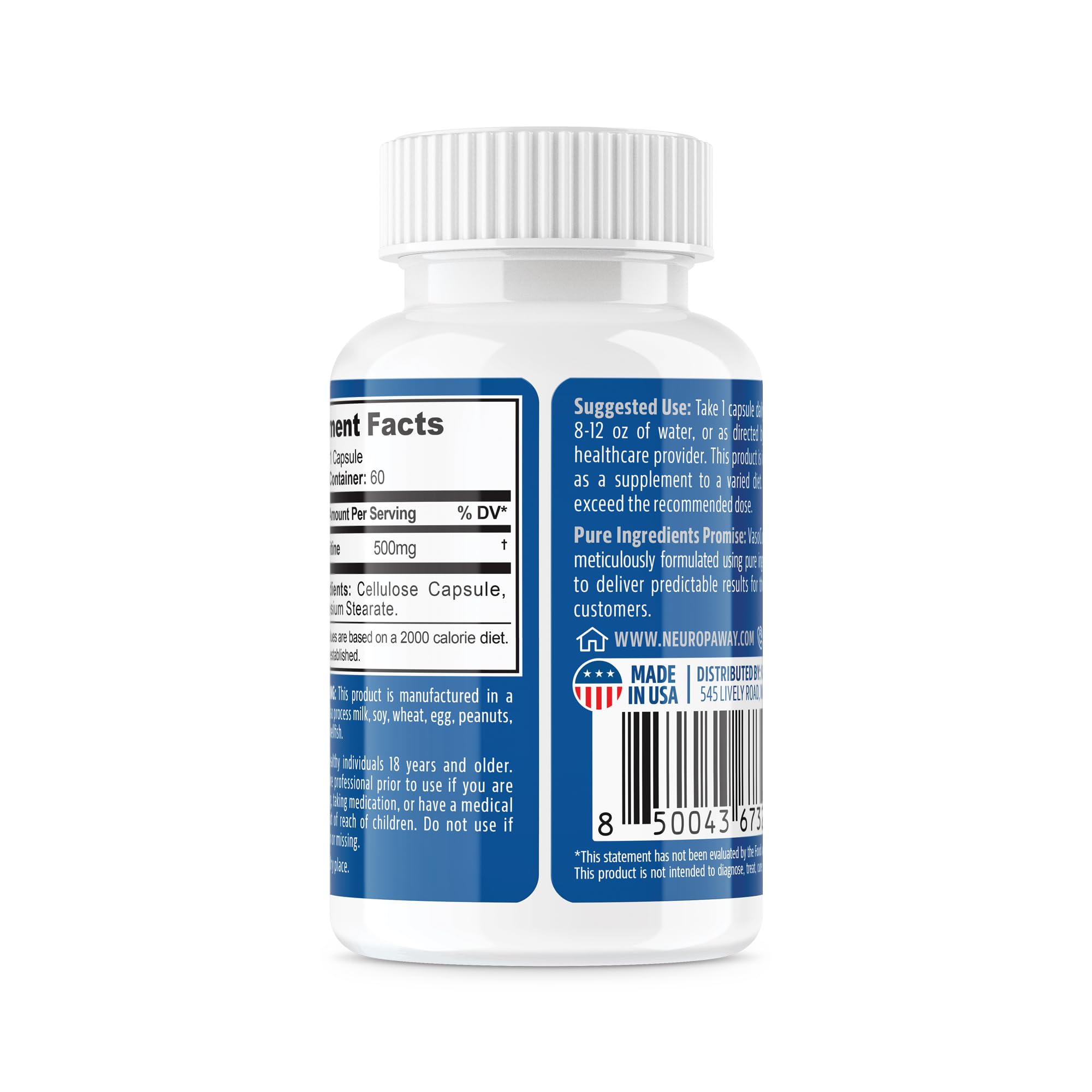 NeuropAWAY Elements Acetyl L-Carnitine 500mg 60ct Acid Resistant Capsules (60 500mg NeuropAWAYAu supplements