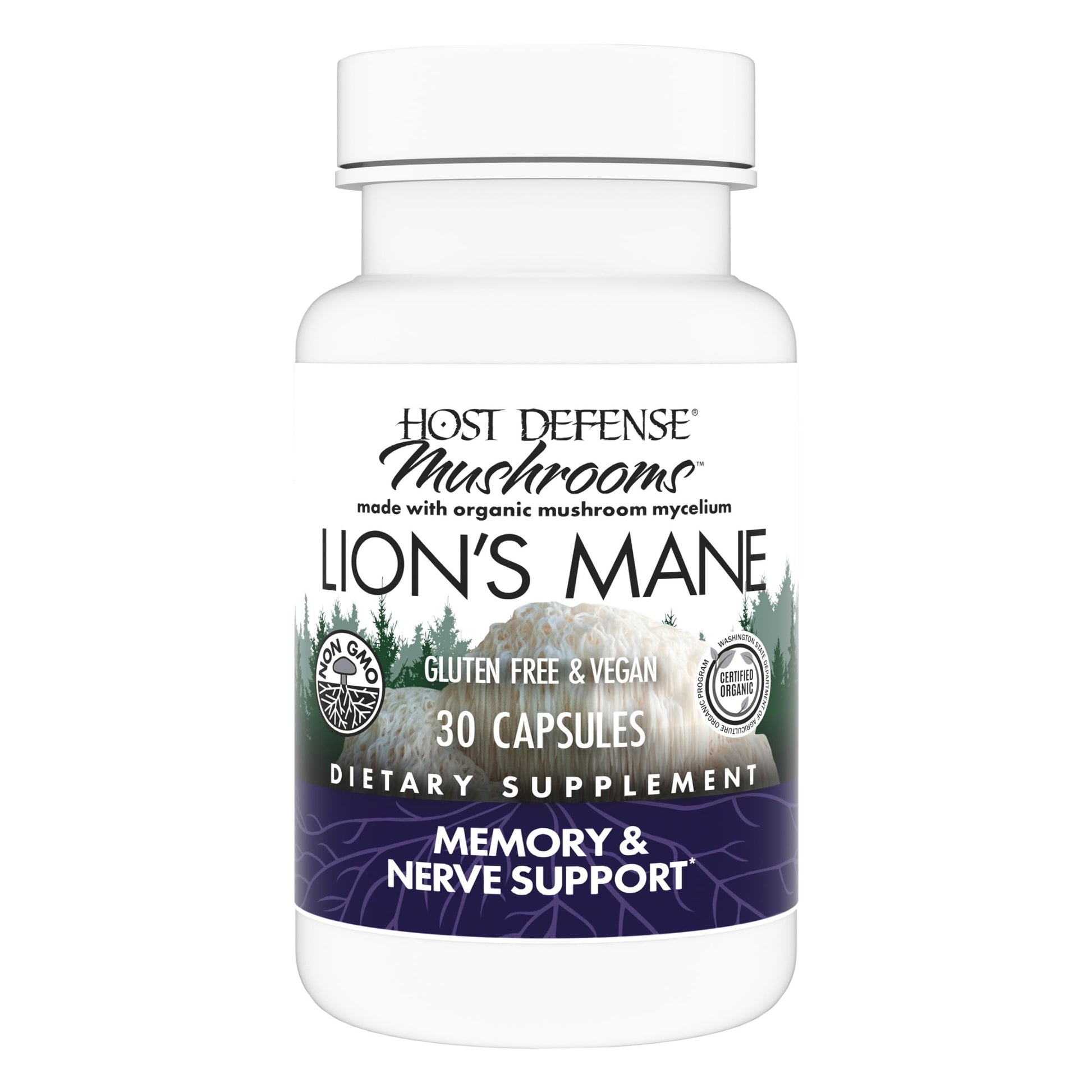 Host Defense Mushrooms Lion's Mane - Brain Health Support Supplement for Focus & Memory Function - Immune & Nervous System Support Supplement- 30 Capsules Host DefenseAu supplements