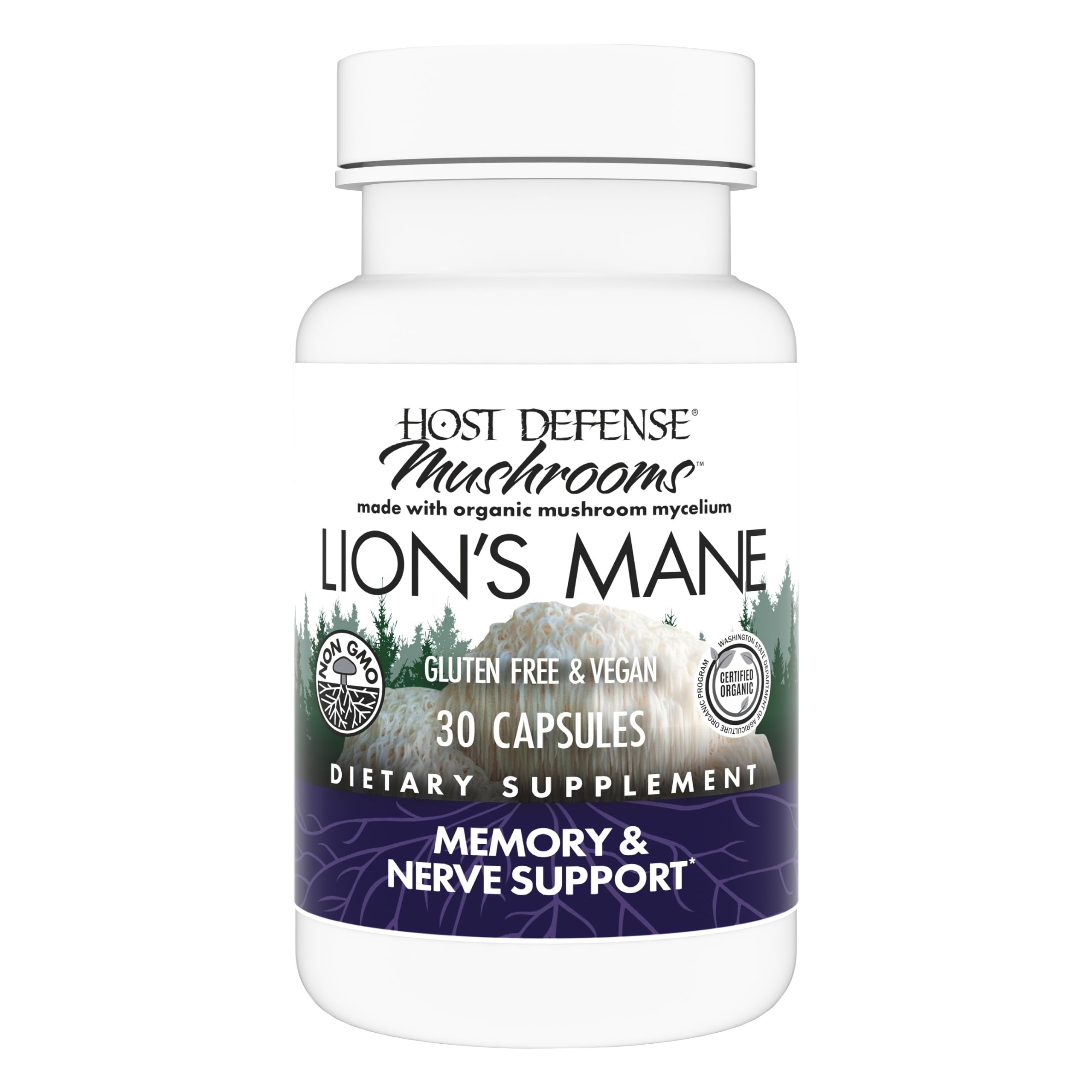 Host Defense Mushrooms Lion's Mane - Brain Health Support Supplement for Focus & Memory Function - Immune & Nervous System Support Supplement- 30 Capsules Host DefenseAu supplements