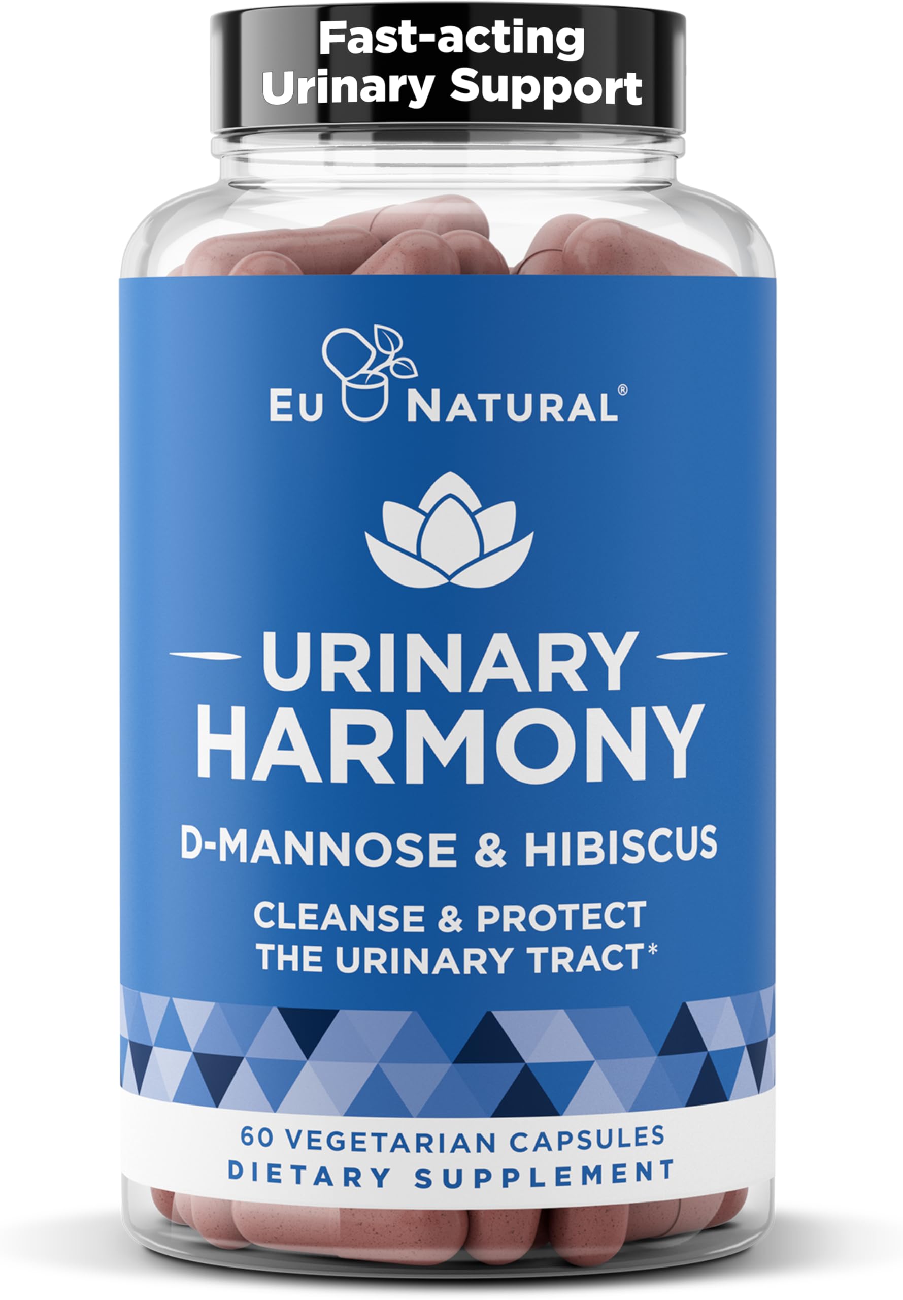 Eu Natural Urinary Harmony D-Mannose Supplement - Urinary Tract Health for Women - Fast-Acting Urinary Cleanse & Flush with Clinical-Strength D-Mannose & Hibiscus - 60 Capsules Eu NaturalAu supplements
