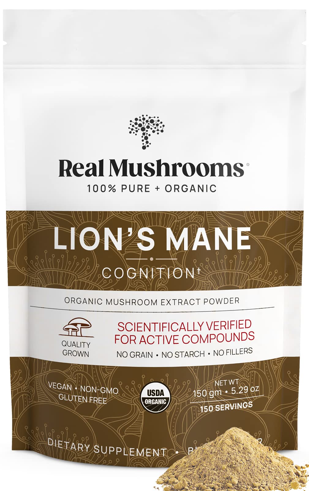 Real Mushrooms Lion’s Mane Powder - Organic Lions Mane Mushroom Extract Real MushroomsUS supplements