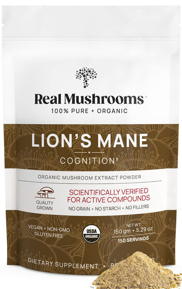Real Mushrooms Lion’s Mane Powder - Organic Lions Mane Mushroom Extract Real MushroomsUS supplements