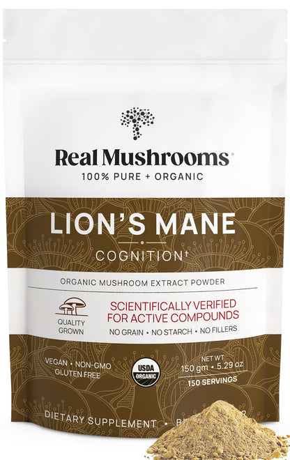 Real Mushrooms Lion’s Mane Powder - Organic Lions Mane Mushroom Extract Real MushroomsUS supplements