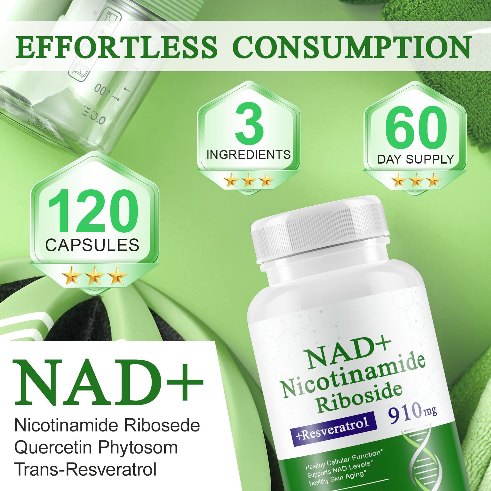 A r b c r n 120 Capsules NAD+ Supplement,NAD Nicotinamide Riboside Resveratrol 910mg for Men and Women, NR Supplement for Energy Anti-Aging Focus A r b c r nAu supplements