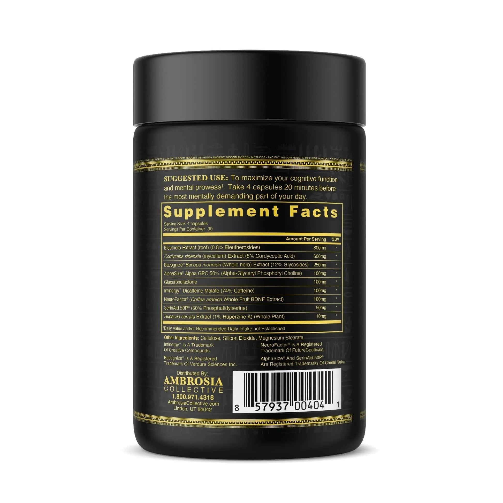 Ambrosia Mental Jewels (Capsules) - Cognitive Enhancer | Increase Memory, Communication Skills, Concentration & Focus | Alpha GPC, Choline, BaCognize AmbrosiaAu supplements
