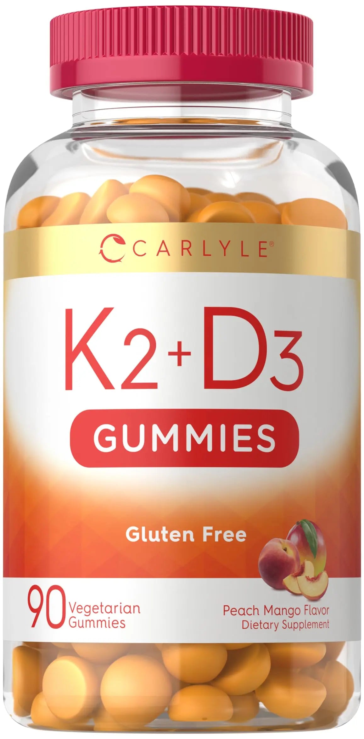Carlyle Vitamin D3 K2 Gummies | 90 Count | 5,000 IU of D3 + 100 mcg MK7 | Peach Mango Flavor CarlyleAu supplements