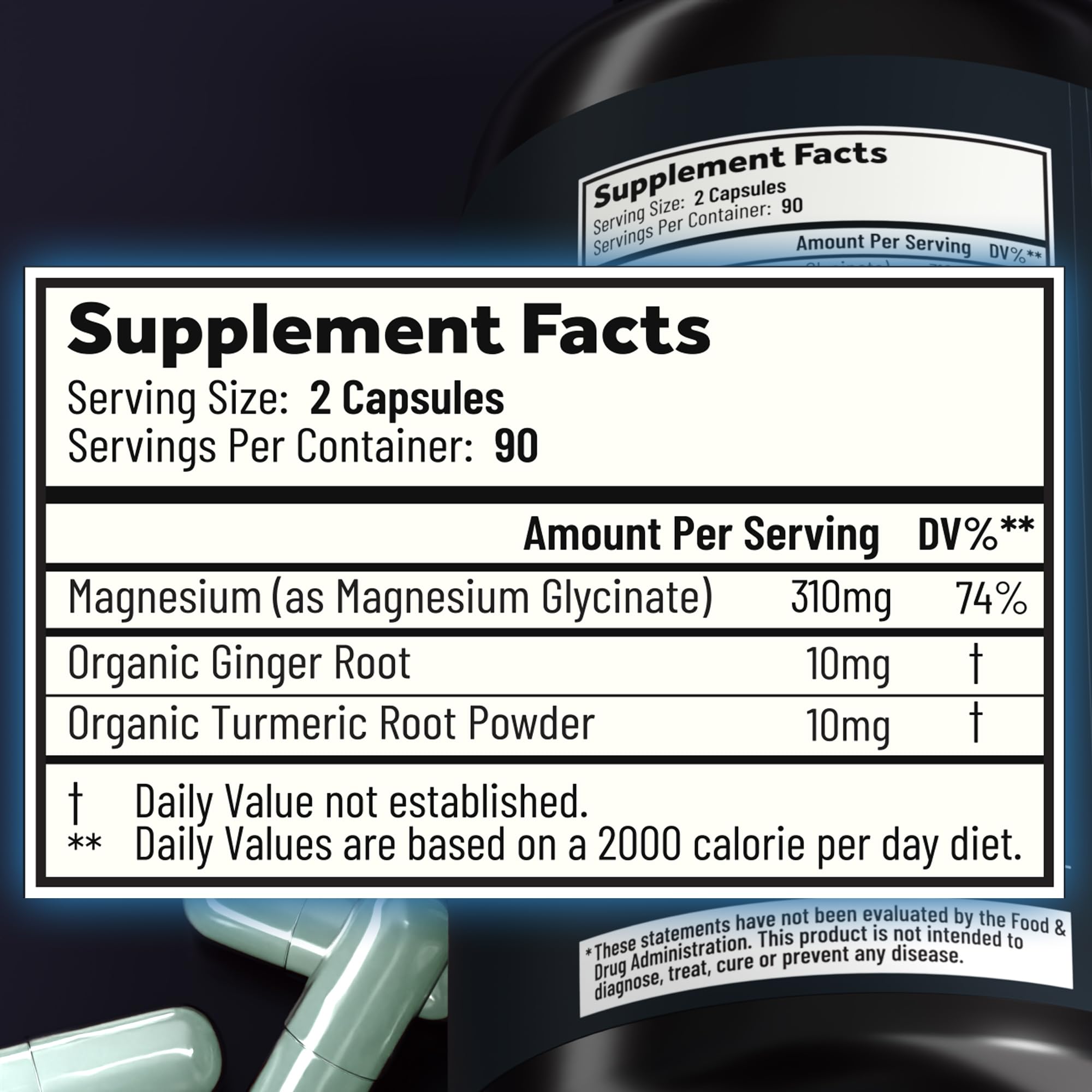Magnesium Glycinate Capsules with Organic Turmeric and Ginger - 180 Vegan Capsules for Sleep, Relaxation, Muscle Cramps and Immune Support Holistic MethodAu supplements