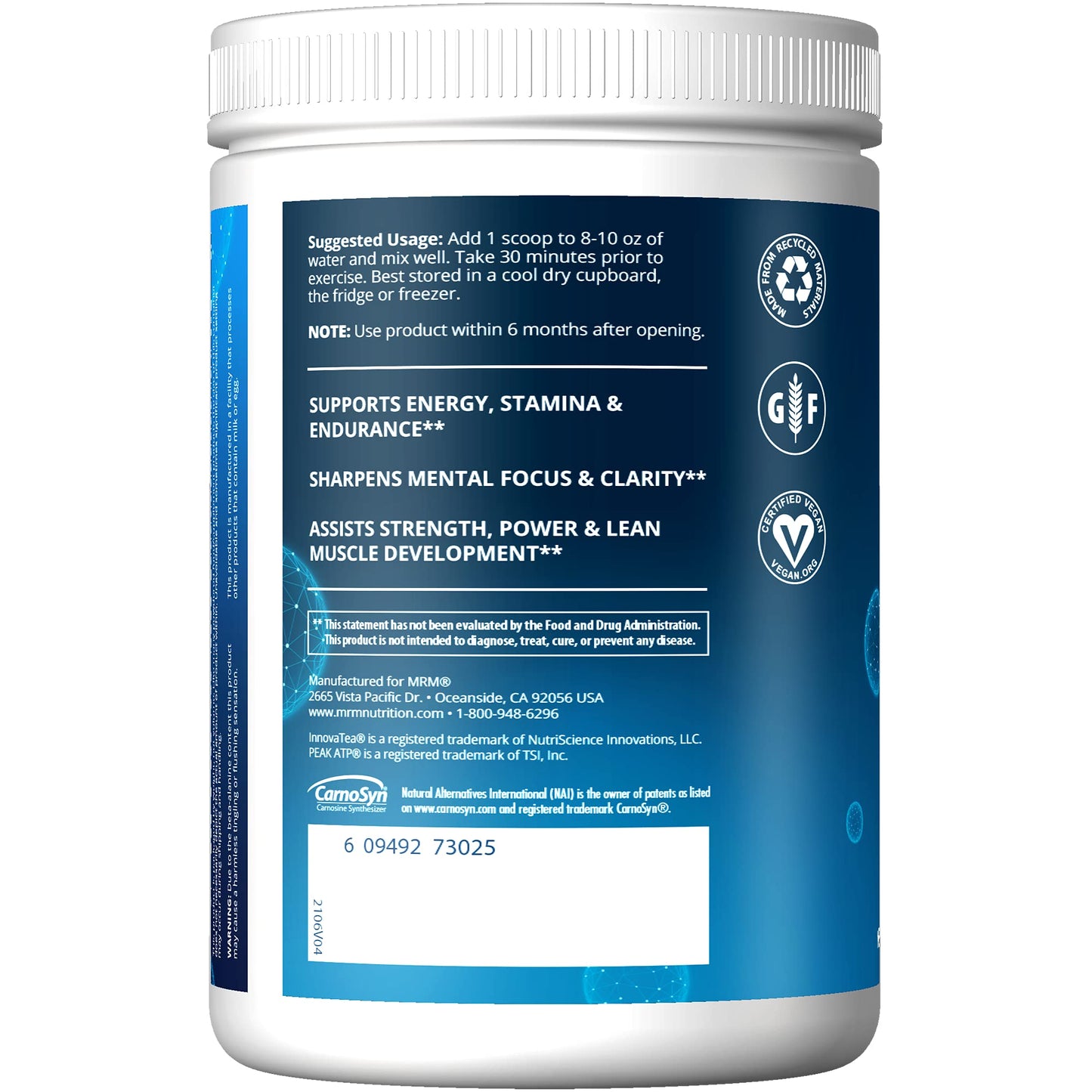 MRM Nutrition Driven Pre-Workout Powder | Strawberry Kiwi Flavored | 125mg Caffeine MRMUS supplements