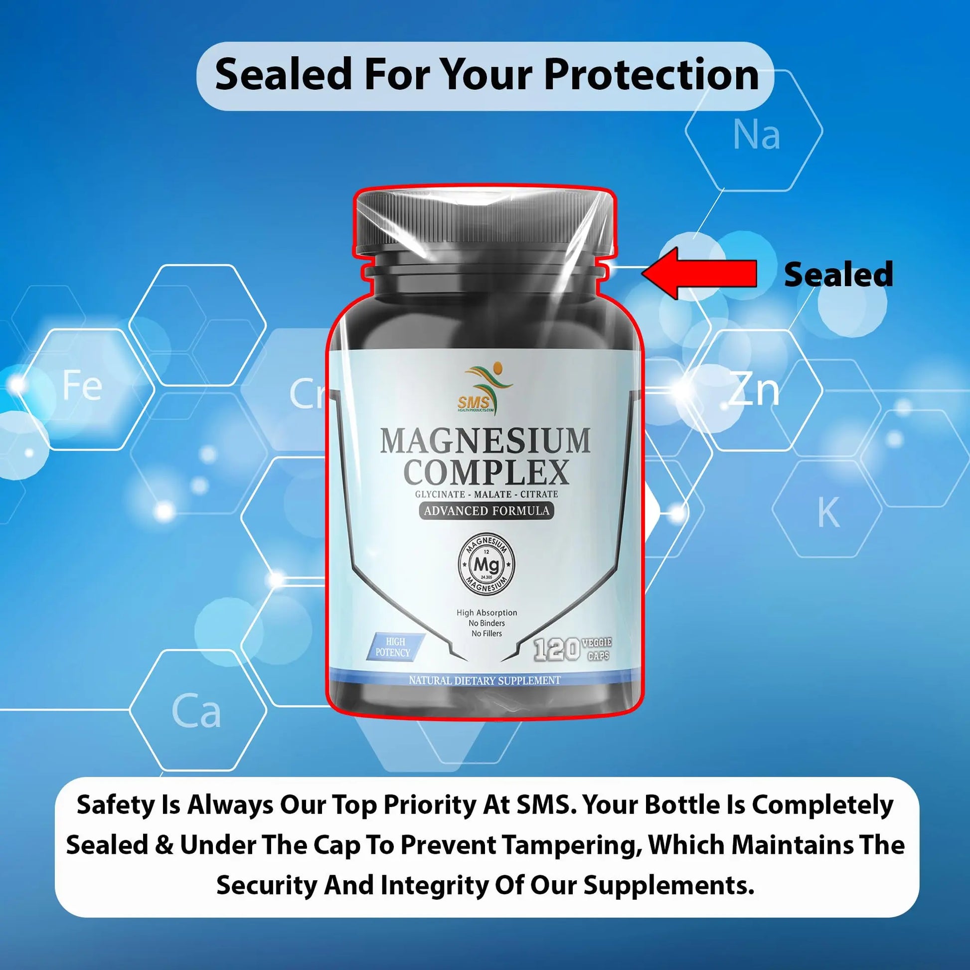 SMSHEALTHPRODUCTS.com Magnesium Complex | 470mg of Magnesium Glycinate, Malate, & Citrate for Muscles, Nerves, & Energy | High Absorption | Vegan, Non-GMO | 120 Capsules SMSHEALTHPRODUCTS.comnz supplements