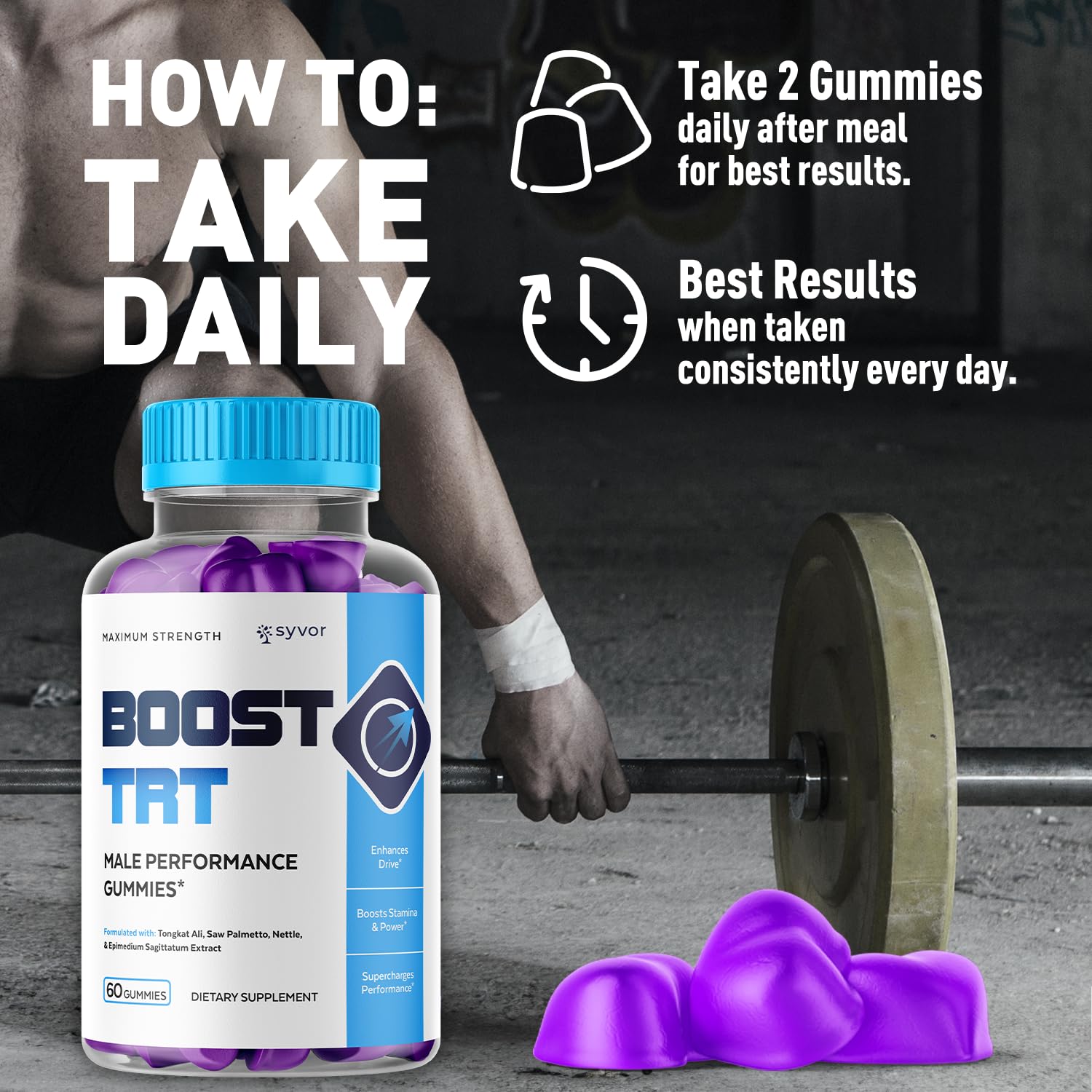 Boost TRT Gummies for Men, Official Boost TRT Male Performance Gummys with Natural Ingredients, Advanced BoostTRT Men's Gummy Supplement with Maximum Strength Premium Vitamins (60 Gummies) SyvorAu supplements