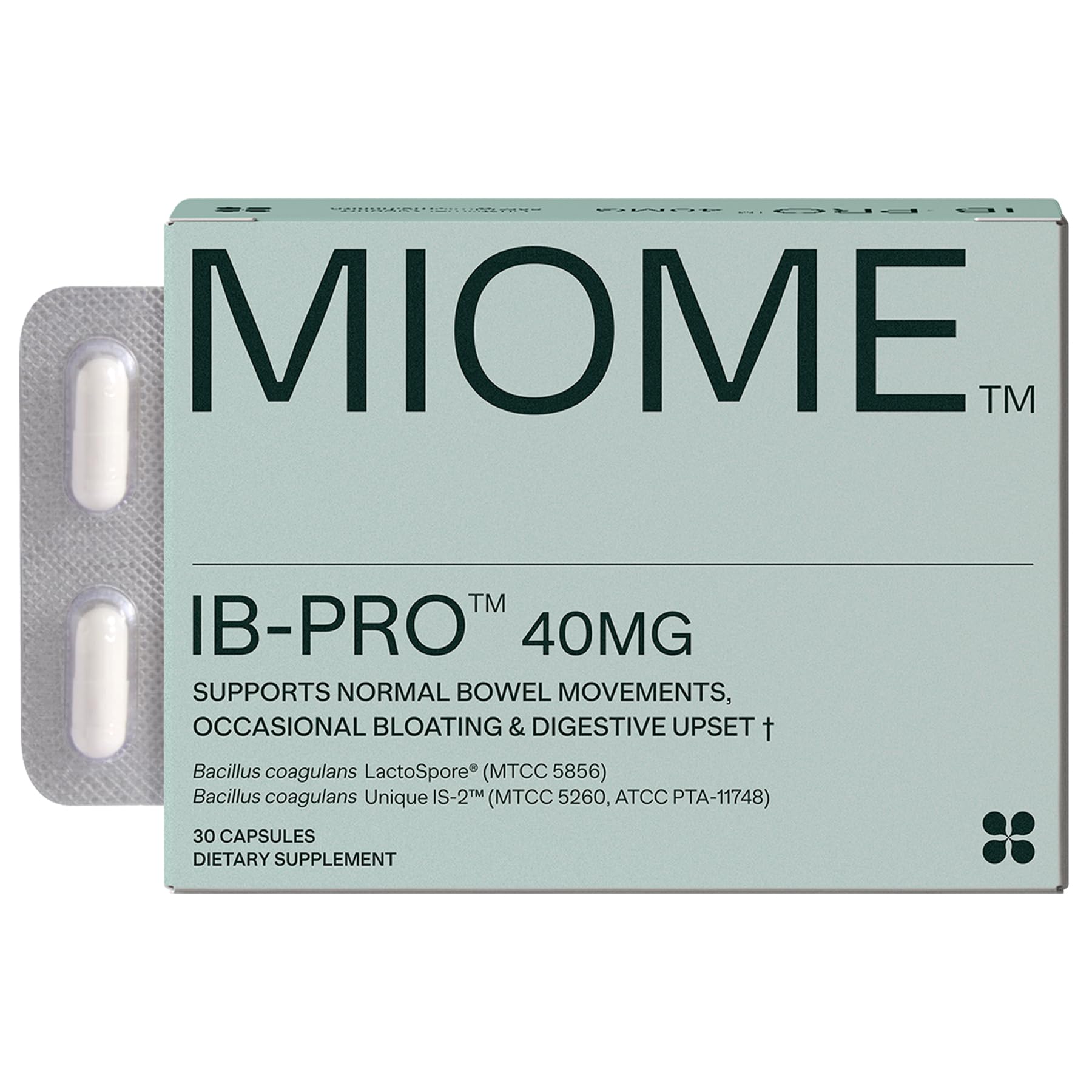 MIOME IB-PRO Bacillus Coagulans Probiotic - 2-1 Lactospore & Unique is-2 for Occasional Constipation, Bloating & Digestive Upset - 3rd Party Verified - 30 Capsules MIOMEAu supplements
