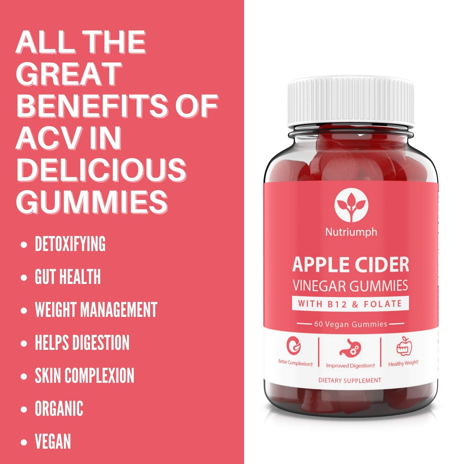 Nutriumph Apple Cider Vinegar Gummies with The Mother Vegan – Weight Loss, Detox NutriumphAu supplements