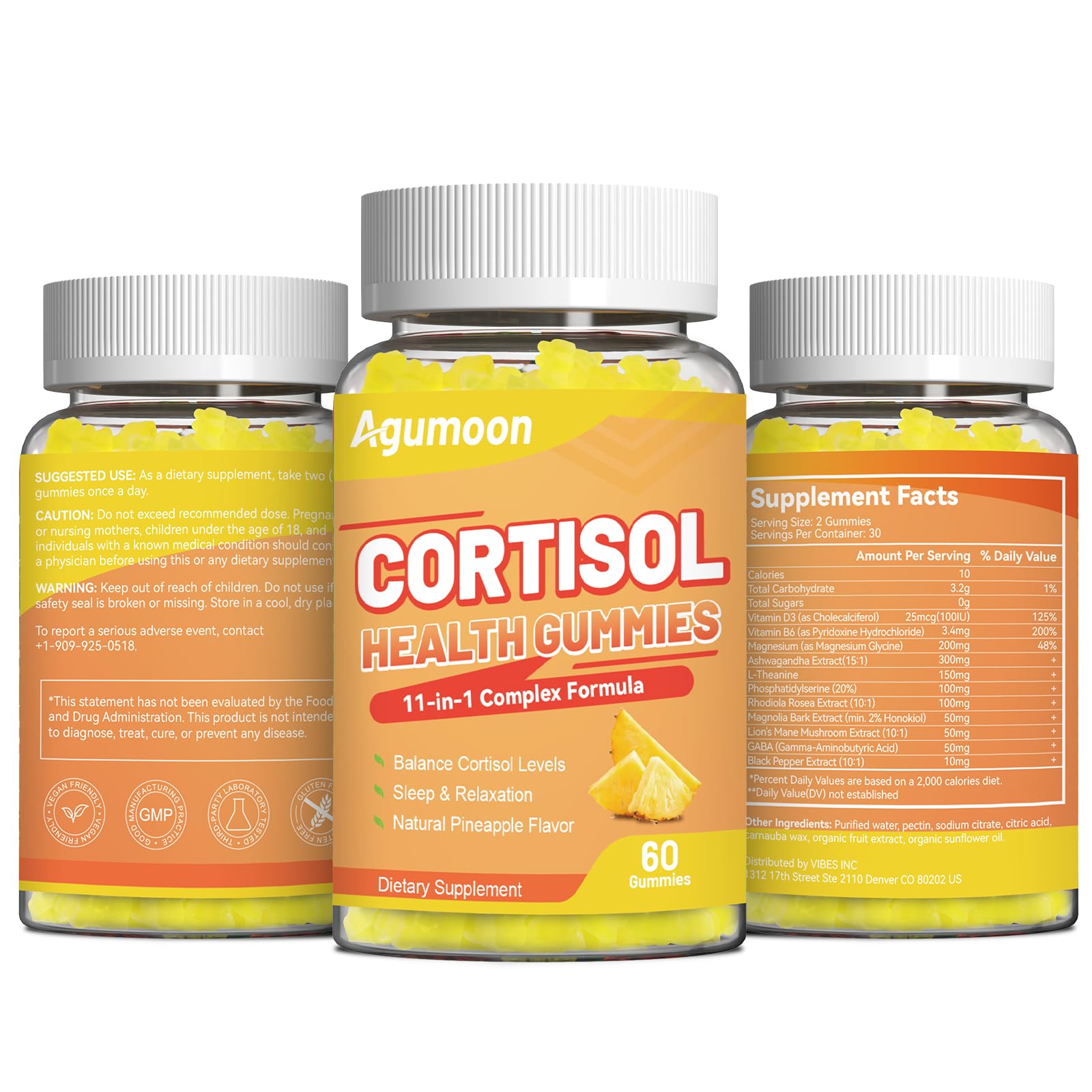 Agumoon Cortisol Gummies for Women, Cortisol Supplements with Ashwagandha, Magnesium, L-theanine, for Relaxation and Mood Support - 120 Gummies AgumoonAu supplements