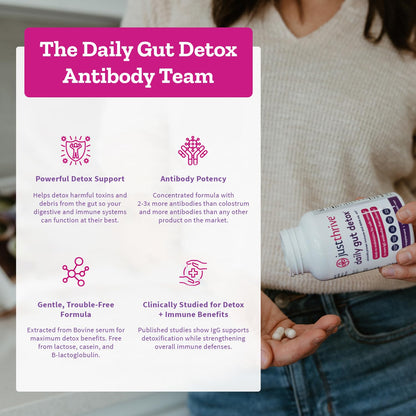 Daily Gut Detox - Ultra-Concentrated Detox & Immune Support Supplement with IgG Antibodies - Promotes Gut Health, Detoxification & Balanced Immune Response Just ThriveUS supplements